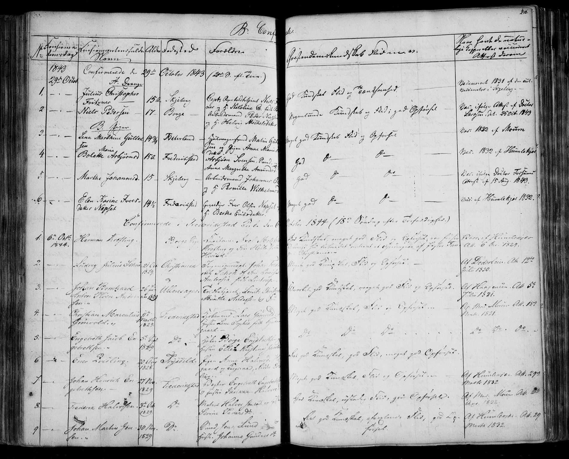 Fredrikstad prestekontor Kirkebøker, AV/SAO-A-11082/F/Fa/L0005: Ministerialbok nr. 5, 1835-1856, s. 210