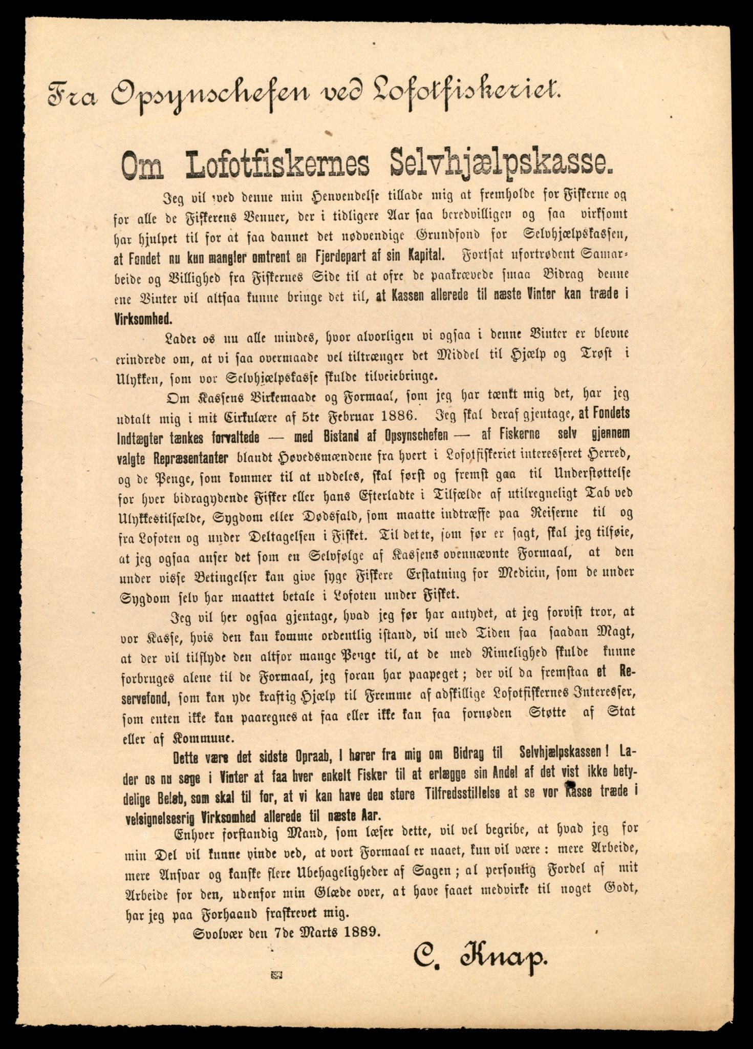 Oppsynssjefen ved Lofotfisket, AV/SAT-A-6224/D/L0178: Lofotfiskernes Selvhjelpskasse, 1880-1906, s. 311