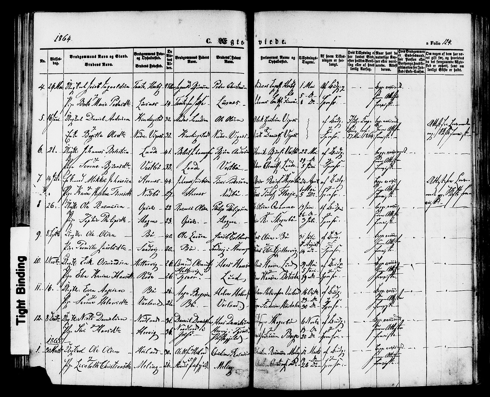 Finnøy sokneprestkontor, AV/SAST-A-101825/H/Ha/Haa/L0008: Ministerialbok nr. A 8, 1863-1878, s. 124