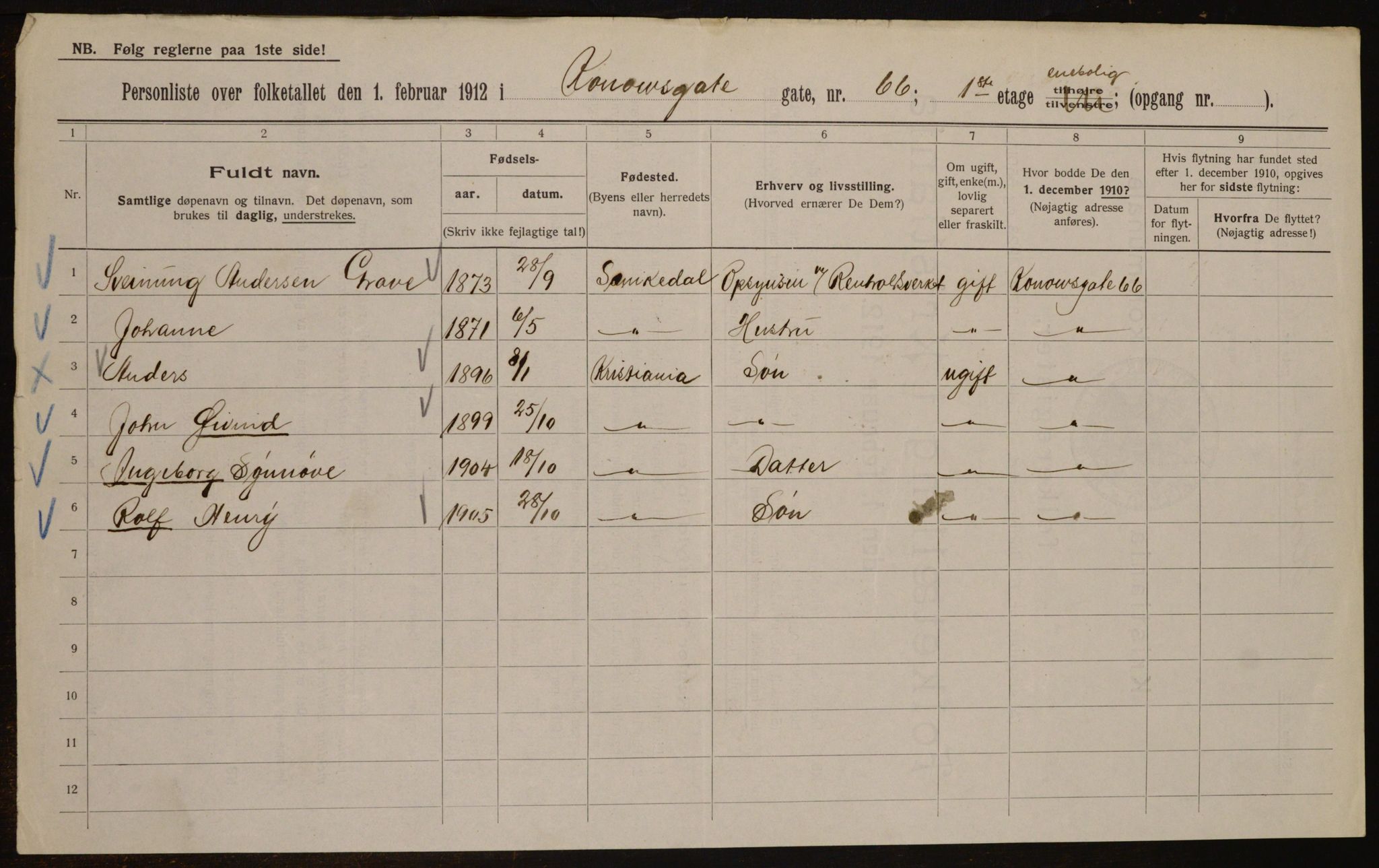 OBA, Kommunal folketelling 1.2.1912 for Kristiania, 1912, s. 53676