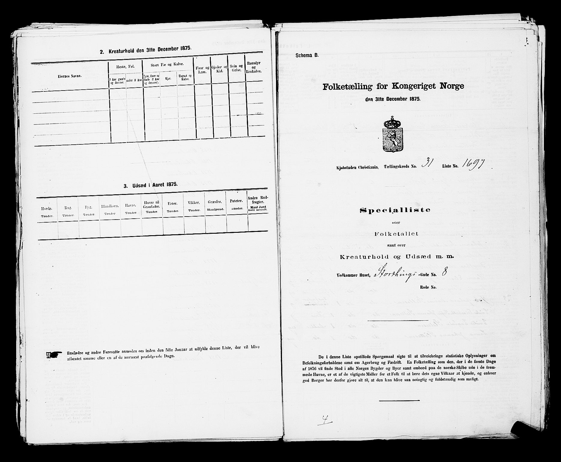 RA, Folketelling 1875 for 0301 Kristiania kjøpstad, 1875, s. 4942