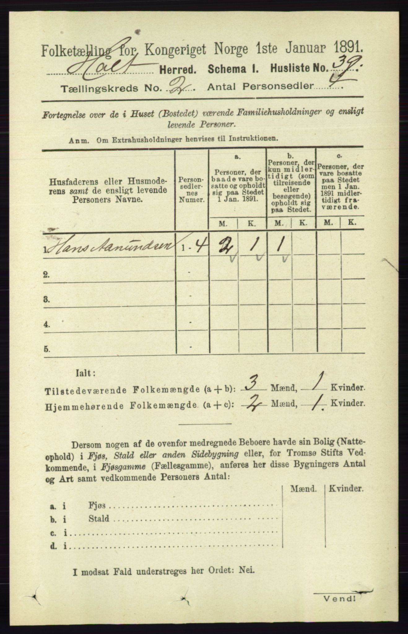 RA, Folketelling 1891 for 0914 Holt herred, 1891, s. 654