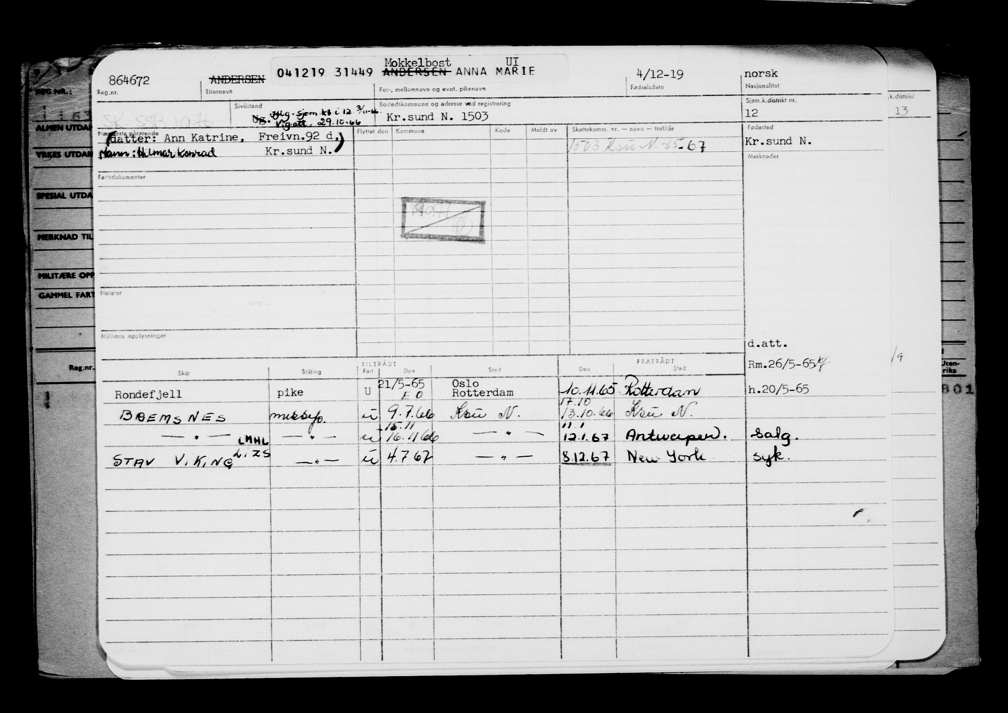 Direktoratet for sjømenn, AV/RA-S-3545/G/Gb/L0174: Hovedkort, 1919, s. 326