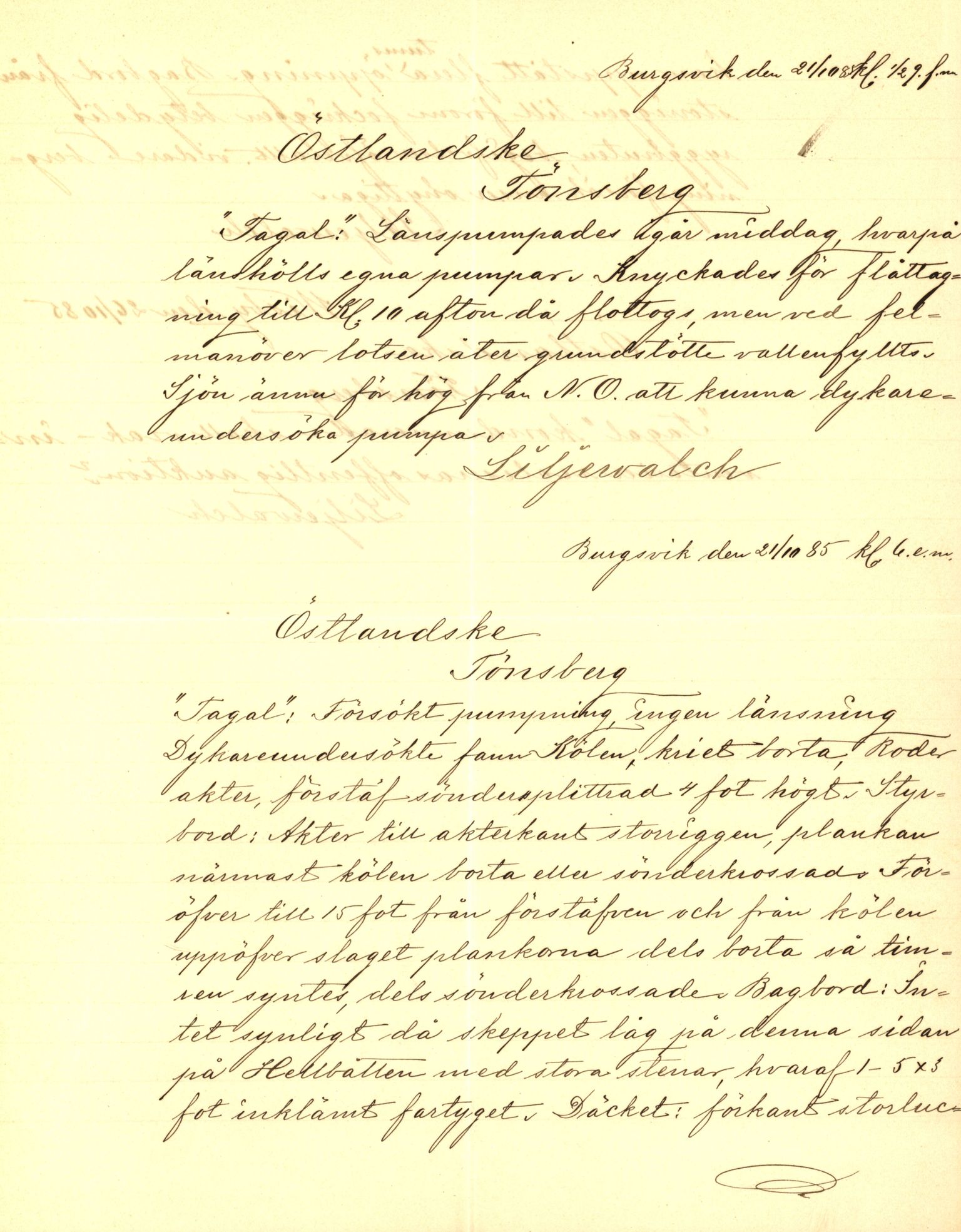 Pa 63 - Østlandske skibsassuranceforening, VEMU/A-1079/G/Ga/L0018/0010: Havaridokumenter / Tagal, Vesta, Tordenskjold av Bergen, Tordenskjold av Kristiansand, 1885, s. 44