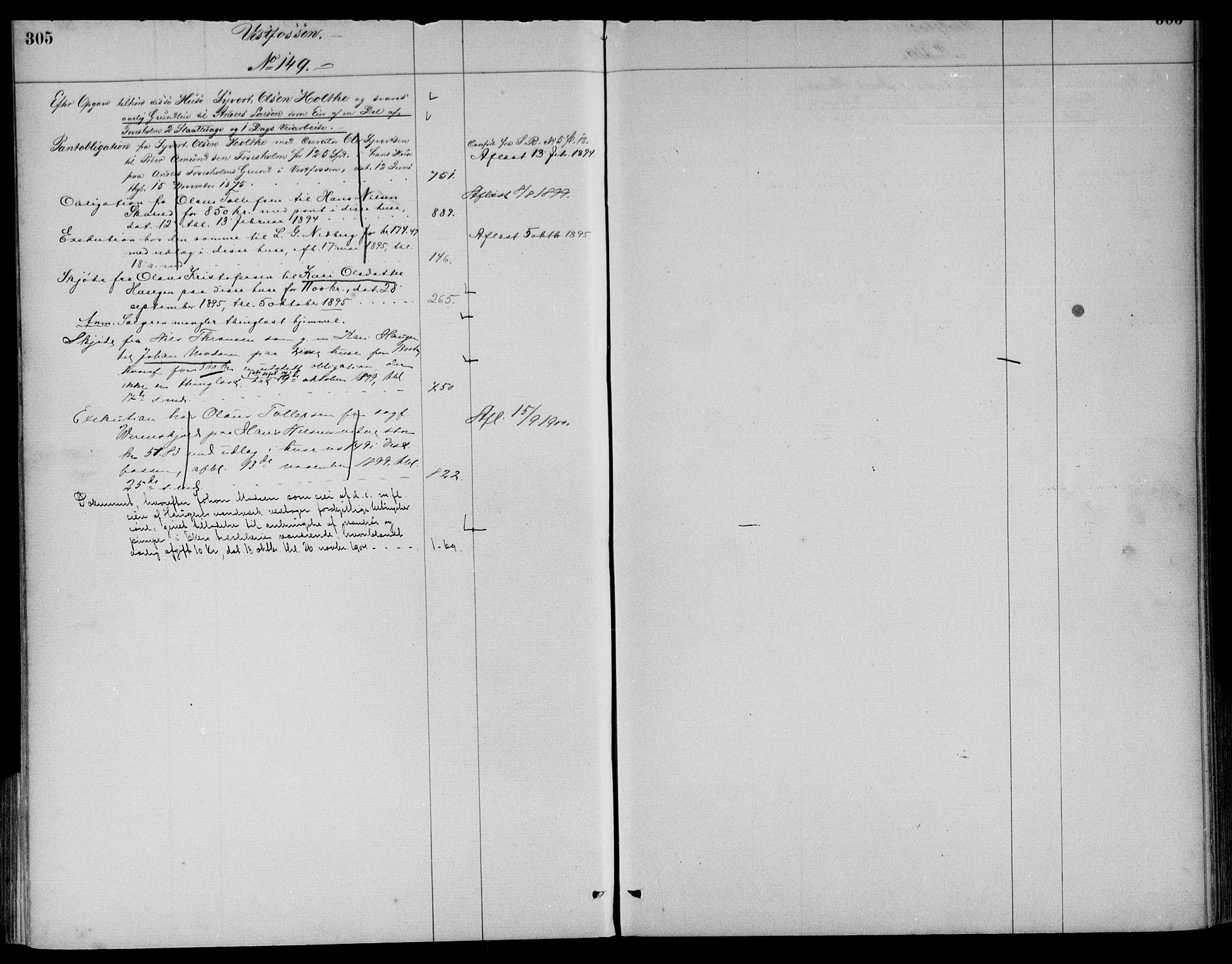Eiker, Modum og Sigdal sorenskriveri, AV/SAKO-A-123/G/Gb/Gbd/L0002: Panteregister nr. IV 2, s. 305