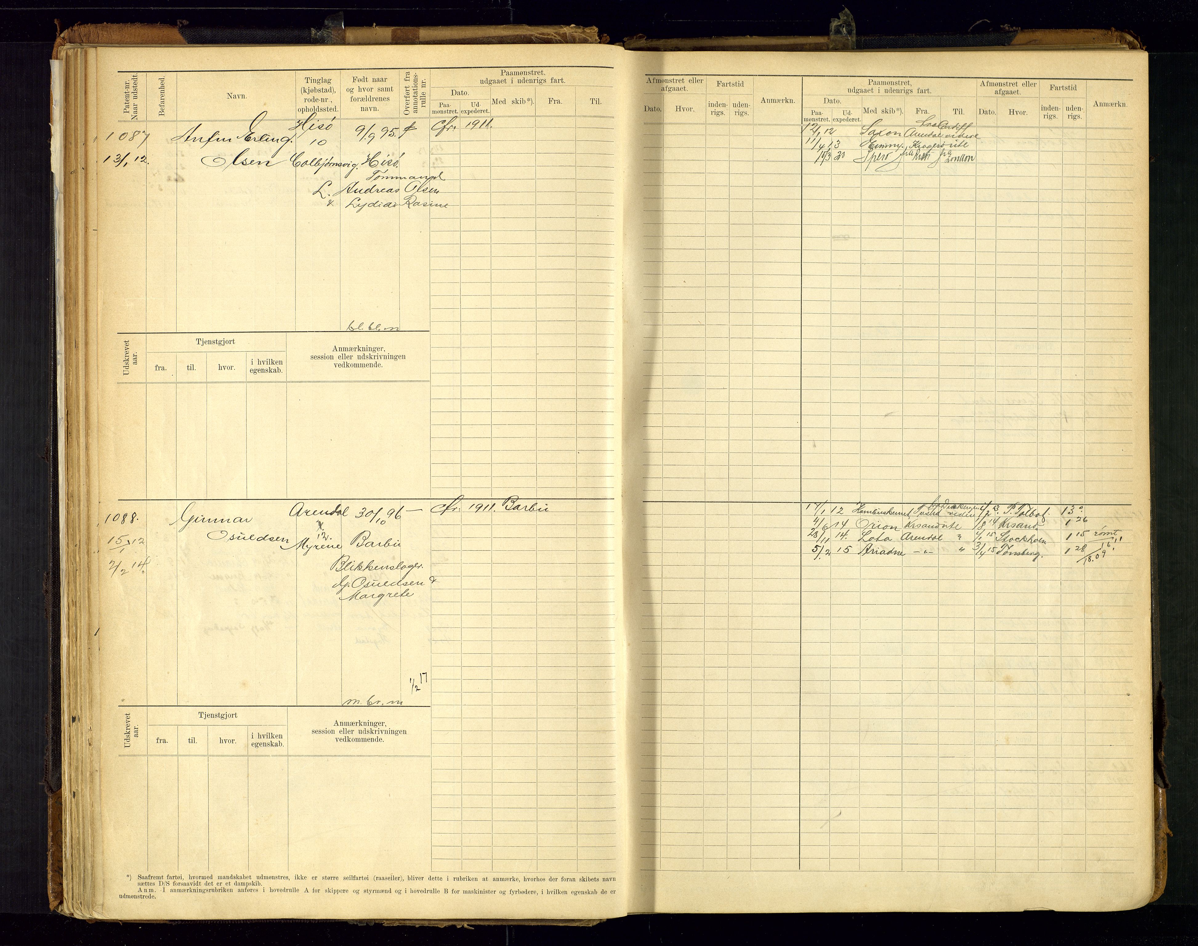 Arendal mønstringskrets, SAK/2031-0012/F/Fb/L0021: Hovedrulle A nr 969-1465, S-19, 1910-1914, s. 64