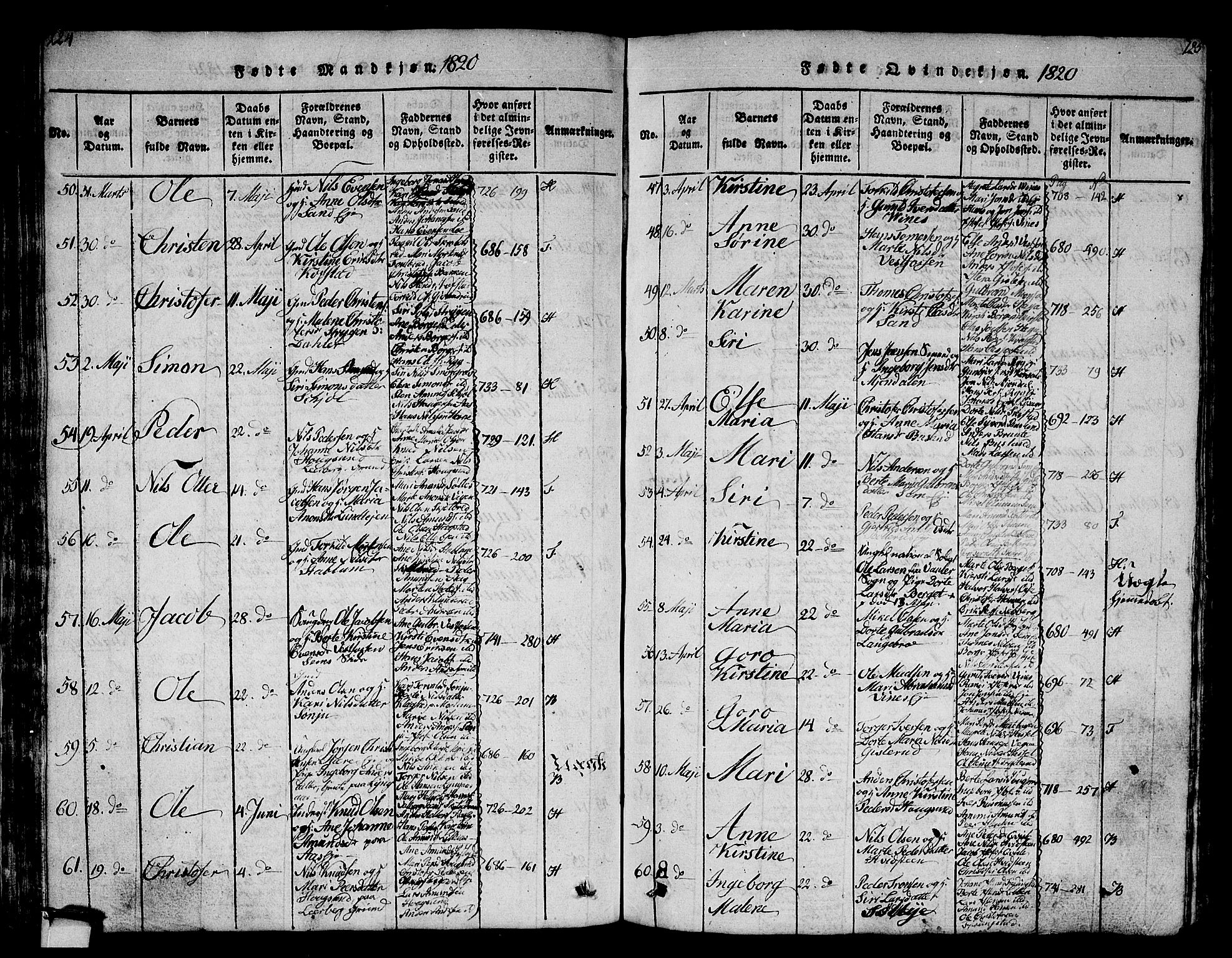Eiker kirkebøker, AV/SAKO-A-4/G/Ga/L0001: Klokkerbok nr. I 1, 1814-1832, s. 124-125