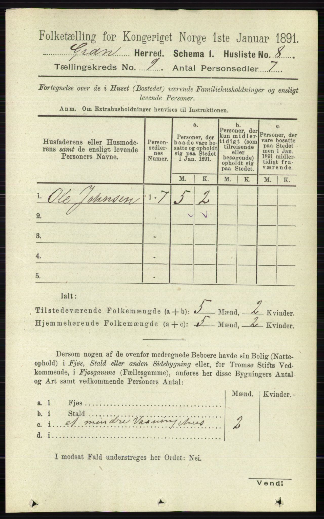 RA, Folketelling 1891 for 0534 Gran herred, 1891, s. 4061