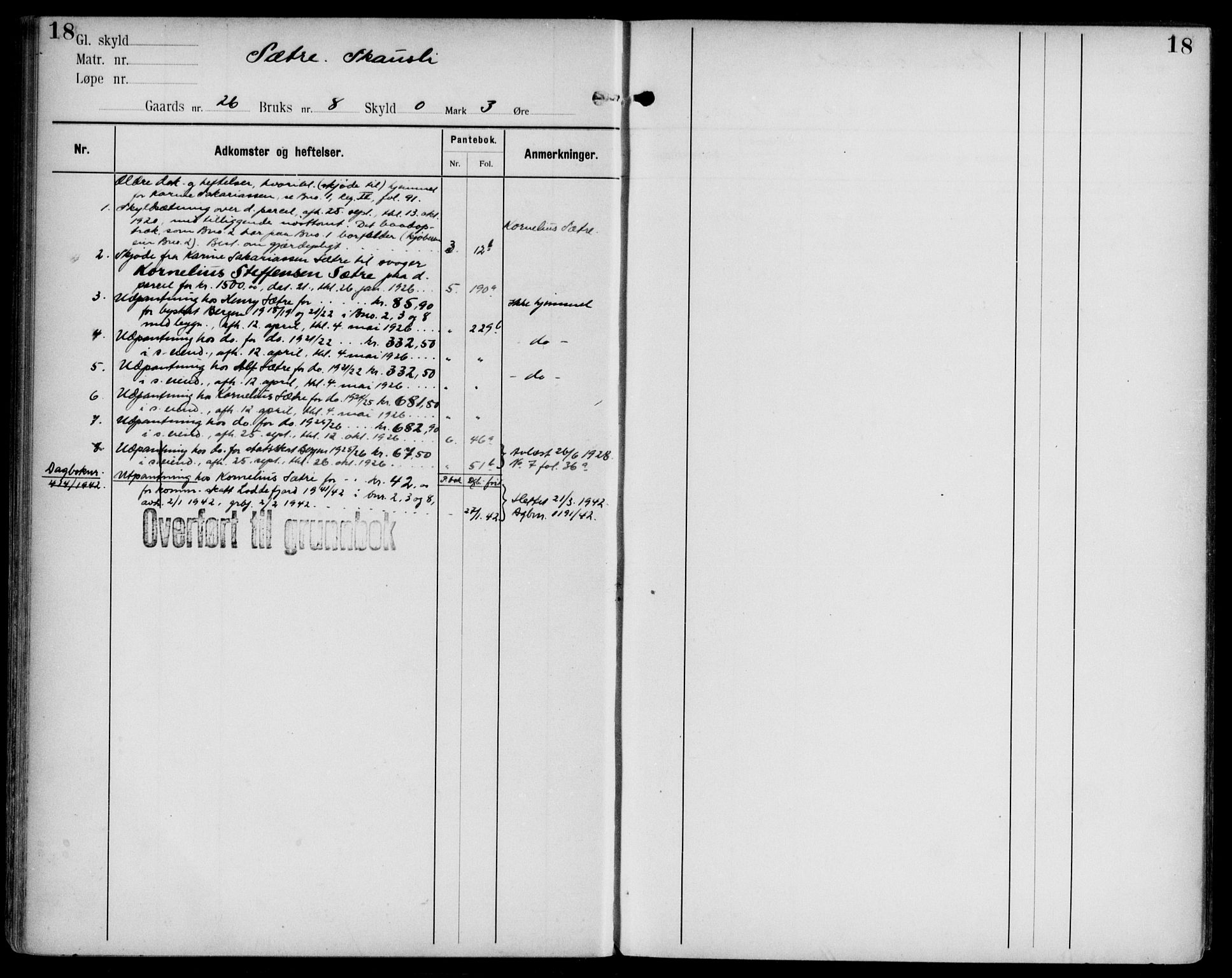 Midhordland sorenskriveri, AV/SAB-A-3001/1/G/Ga/Gab/L0108: Panteregister nr. II.A.b.108, s. 18