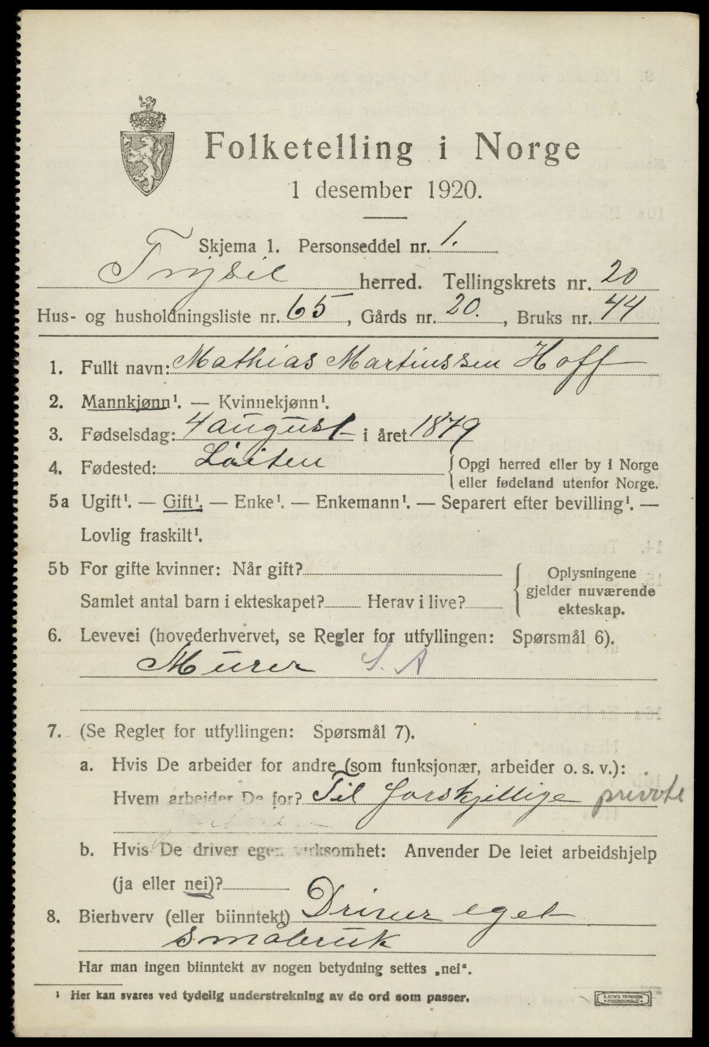 SAH, Folketelling 1920 for 0428 Trysil herred, 1920, s. 13735