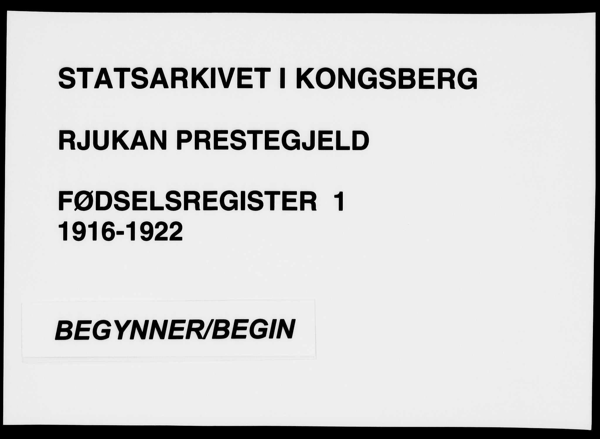 Rjukan kirkebøker, AV/SAKO-A-294/J/Ja/L0001: Fødselsregister nr. 1, 1916-1922