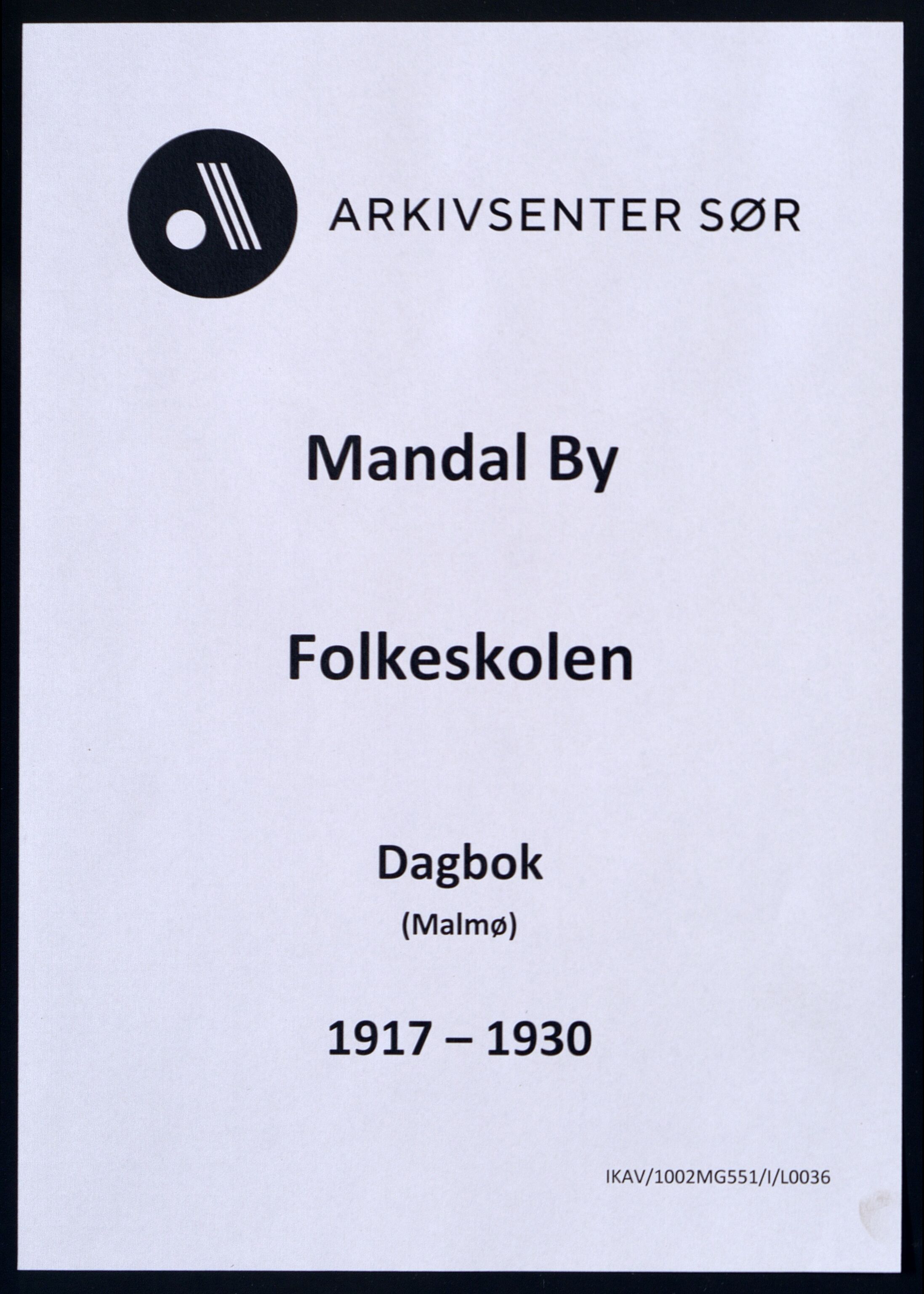 Mandal By - Mandal Allmueskole/Folkeskole/Skole, ARKSOR/1002MG551/I/L0036: Dagbok, 1917-1930