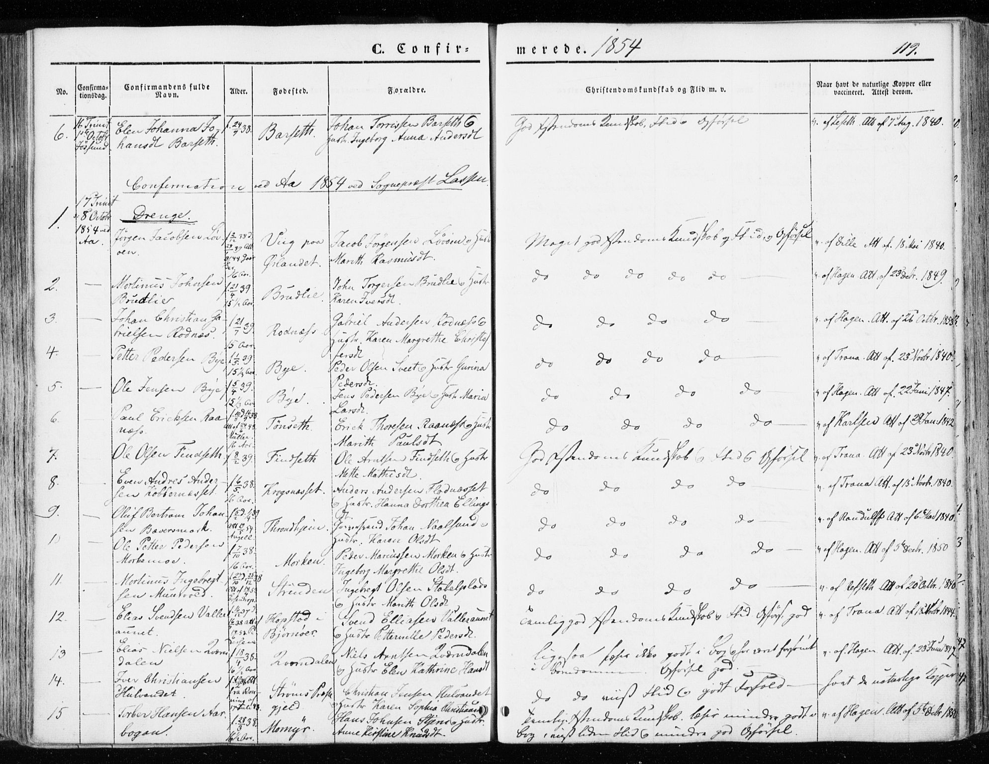 Ministerialprotokoller, klokkerbøker og fødselsregistre - Sør-Trøndelag, SAT/A-1456/655/L0677: Ministerialbok nr. 655A06, 1847-1860, s. 119