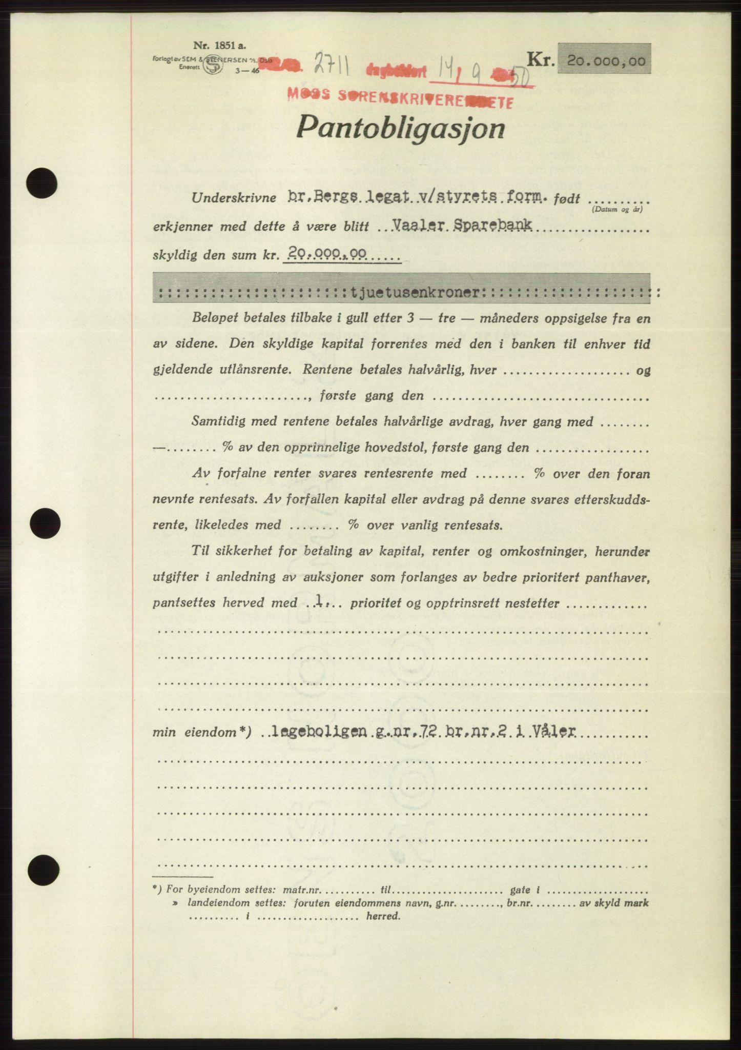 Moss sorenskriveri, SAO/A-10168: Pantebok nr. B25, 1950-1950, Dagboknr: 2711/1950