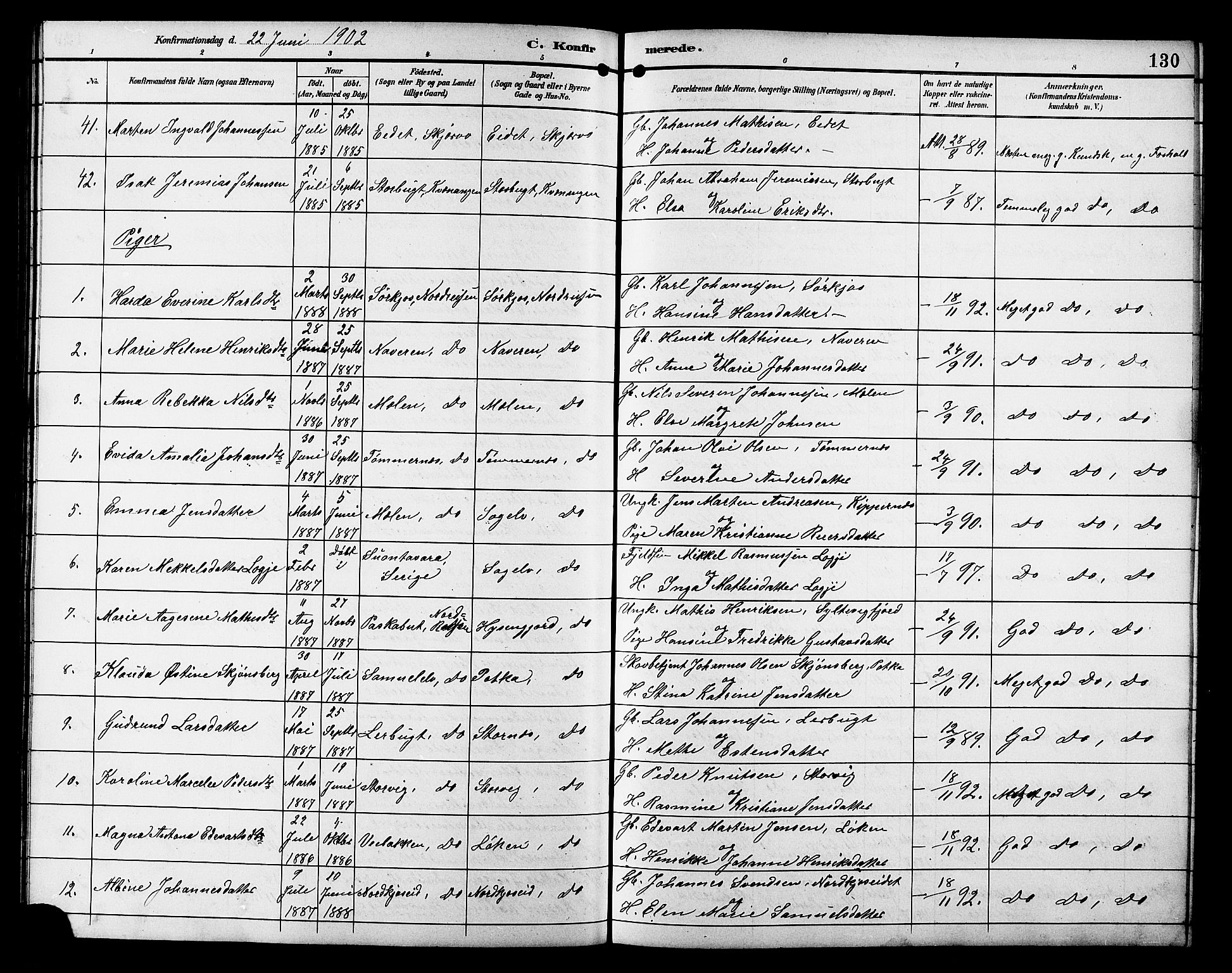 Skjervøy sokneprestkontor, AV/SATØ-S-1300/H/Ha/Hab/L0021klokker: Klokkerbok nr. 21, 1893-1910, s. 130