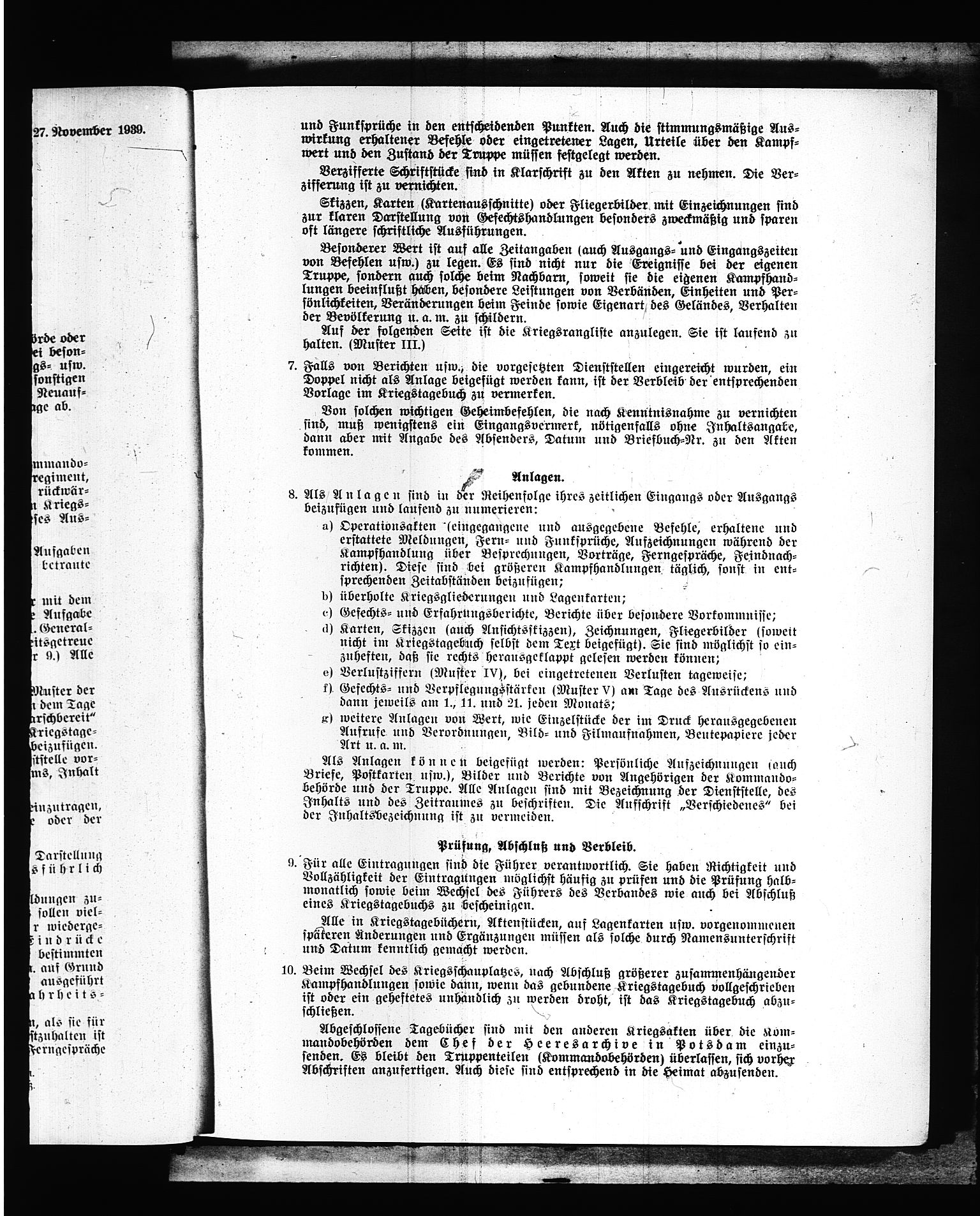 Documents Section, AV/RA-RAFA-2200/V/L0088: Amerikansk mikrofilm "Captured German Documents".
Box No. 727.  FKA jnr. 601/1954., 1939-1940, s. 4