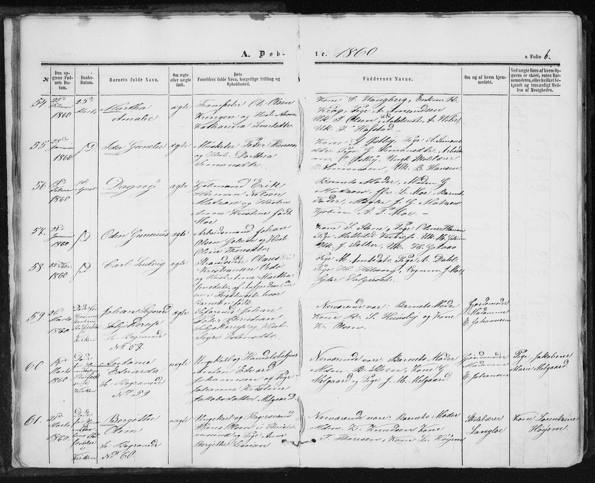 Ministerialprotokoller, klokkerbøker og fødselsregistre - Sør-Trøndelag, SAT/A-1456/602/L0115: Ministerialbok nr. 602A13, 1860-1872, s. 6