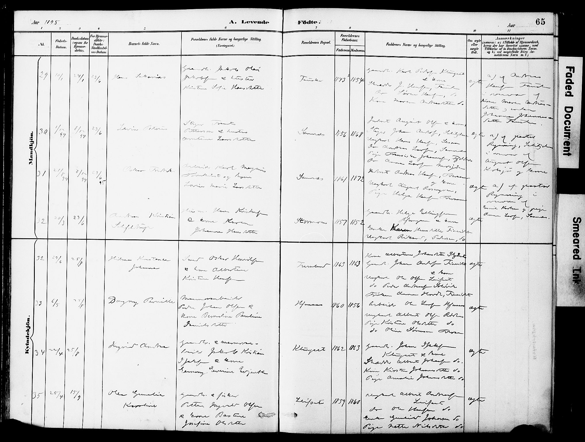 Ministerialprotokoller, klokkerbøker og fødselsregistre - Nordland, AV/SAT-A-1459/849/L0690: Ministerialbok nr. 849A02, 1890-1897, s. 65