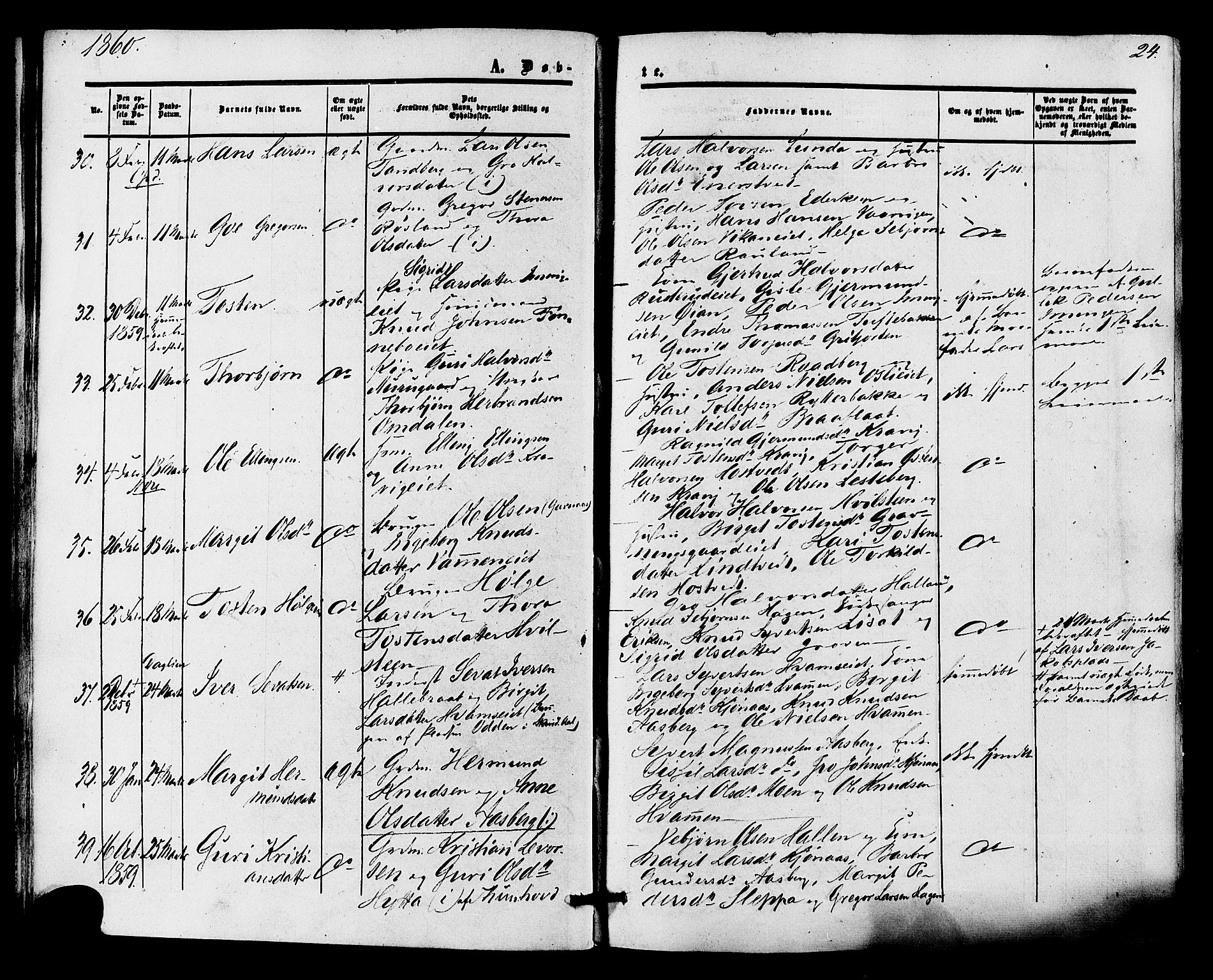 Nore kirkebøker, AV/SAKO-A-238/F/Fa/L0003: Ministerialbok nr. I 3, 1858-1866, s. 24