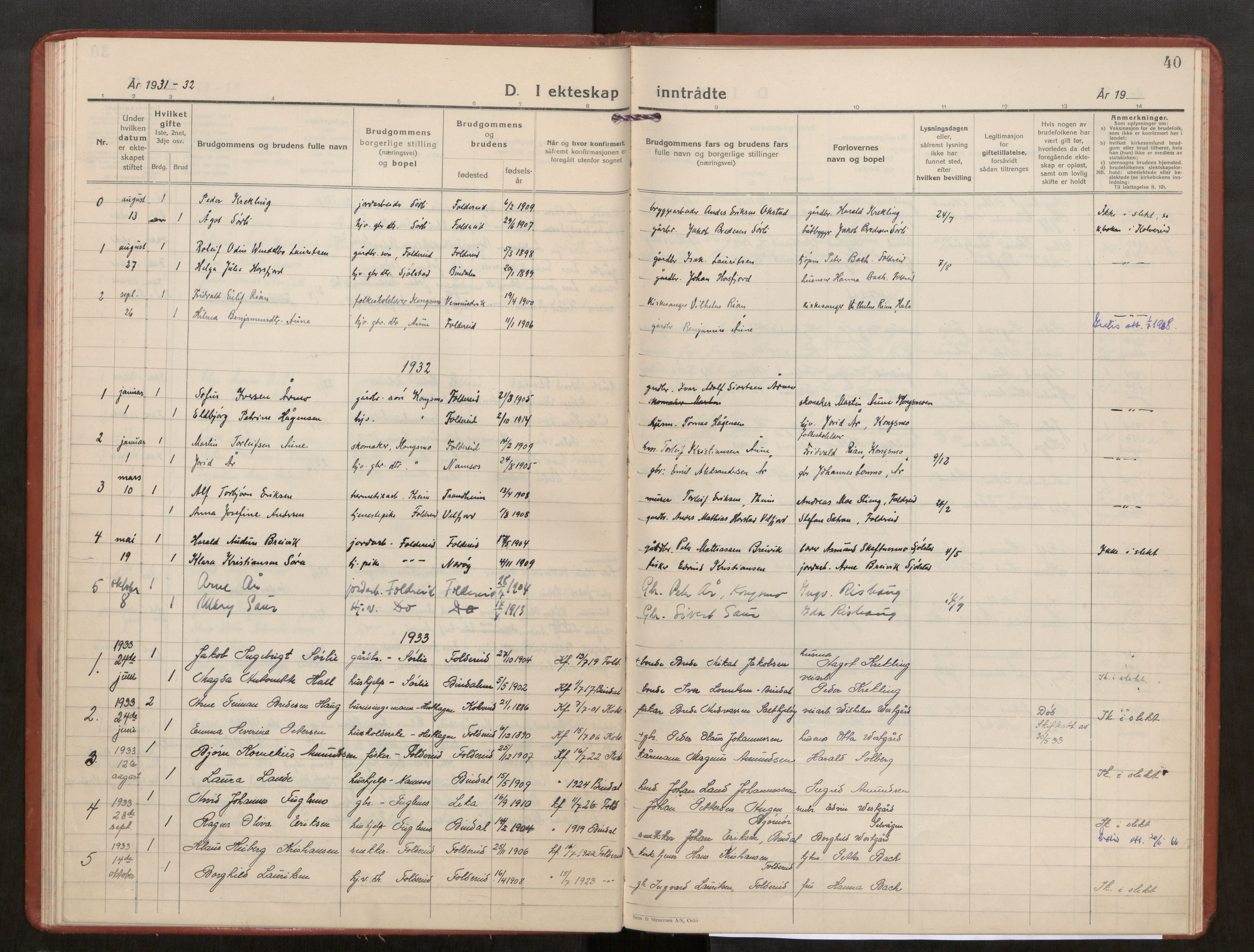 Kolvereid sokneprestkontor, AV/SAT-A-1171/H/Ha/Haa/L0003: Ministerialbok nr. 3, 1927-1935, s. 40