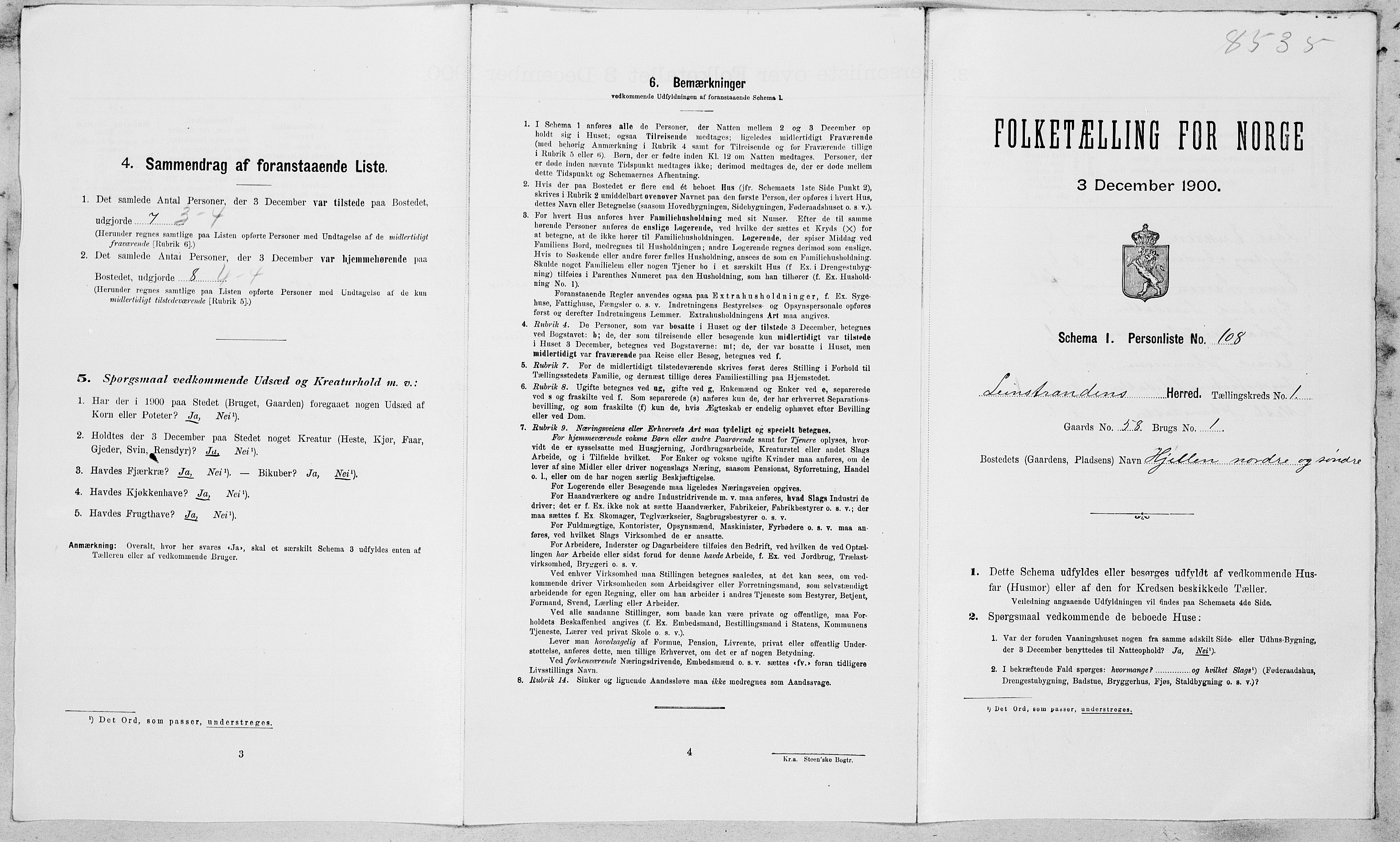 SAT, Folketelling 1900 for 1654 Leinstrand herred, 1900, s. 227