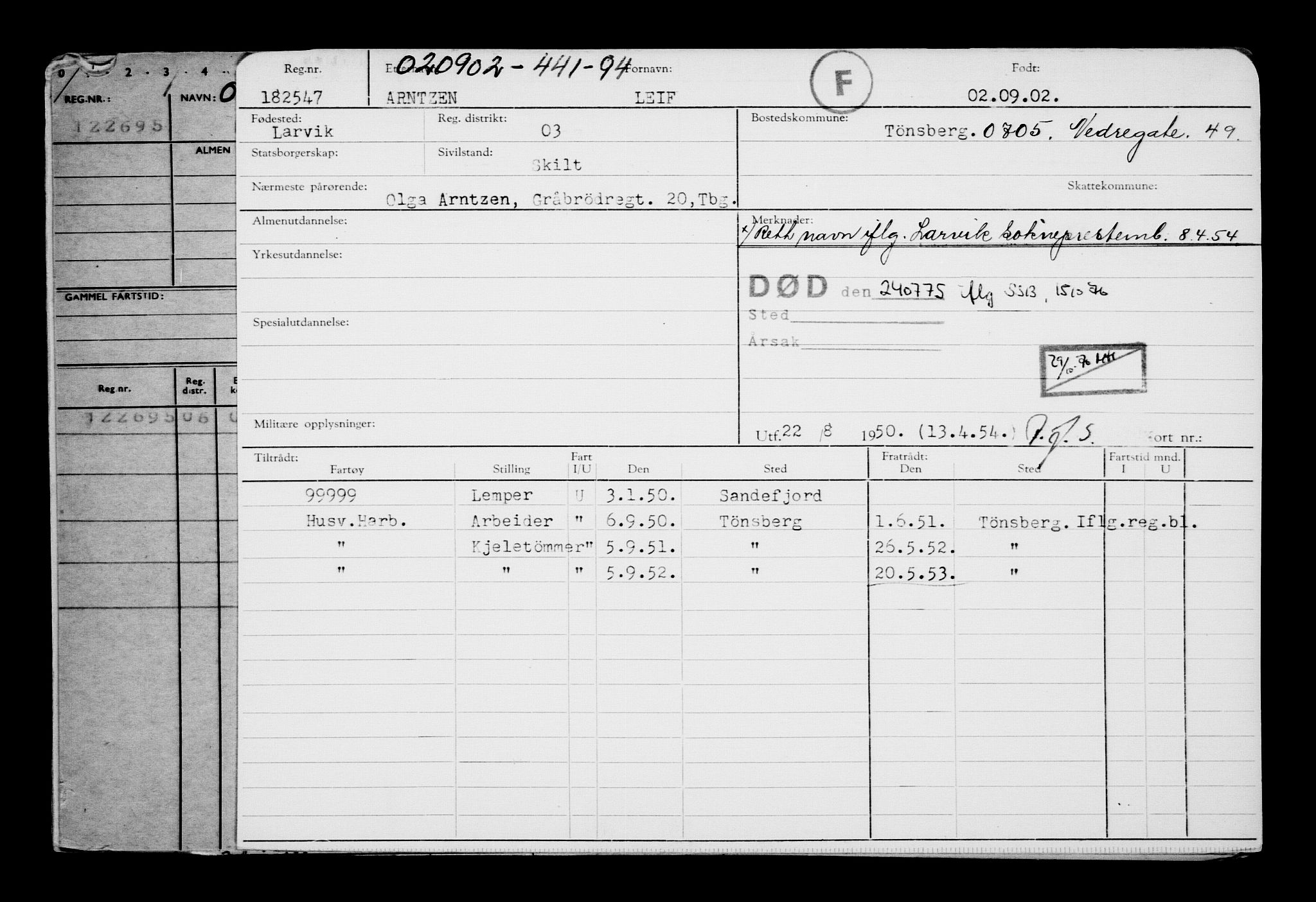 Direktoratet for sjømenn, AV/RA-S-3545/G/Gb/L0046: Hovedkort, 1902, s. 9