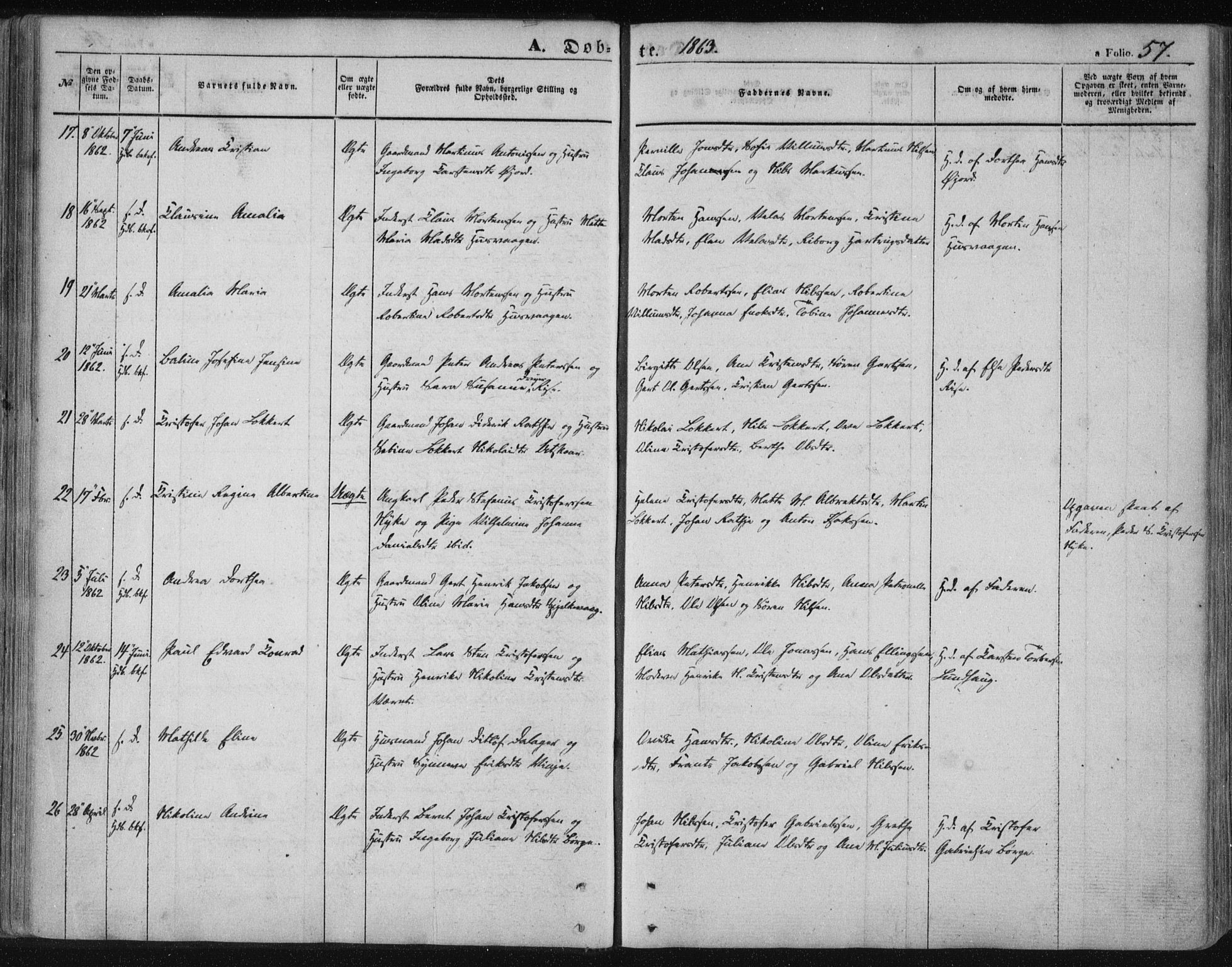 Ministerialprotokoller, klokkerbøker og fødselsregistre - Nordland, AV/SAT-A-1459/891/L1300: Ministerialbok nr. 891A05, 1856-1870, s. 57