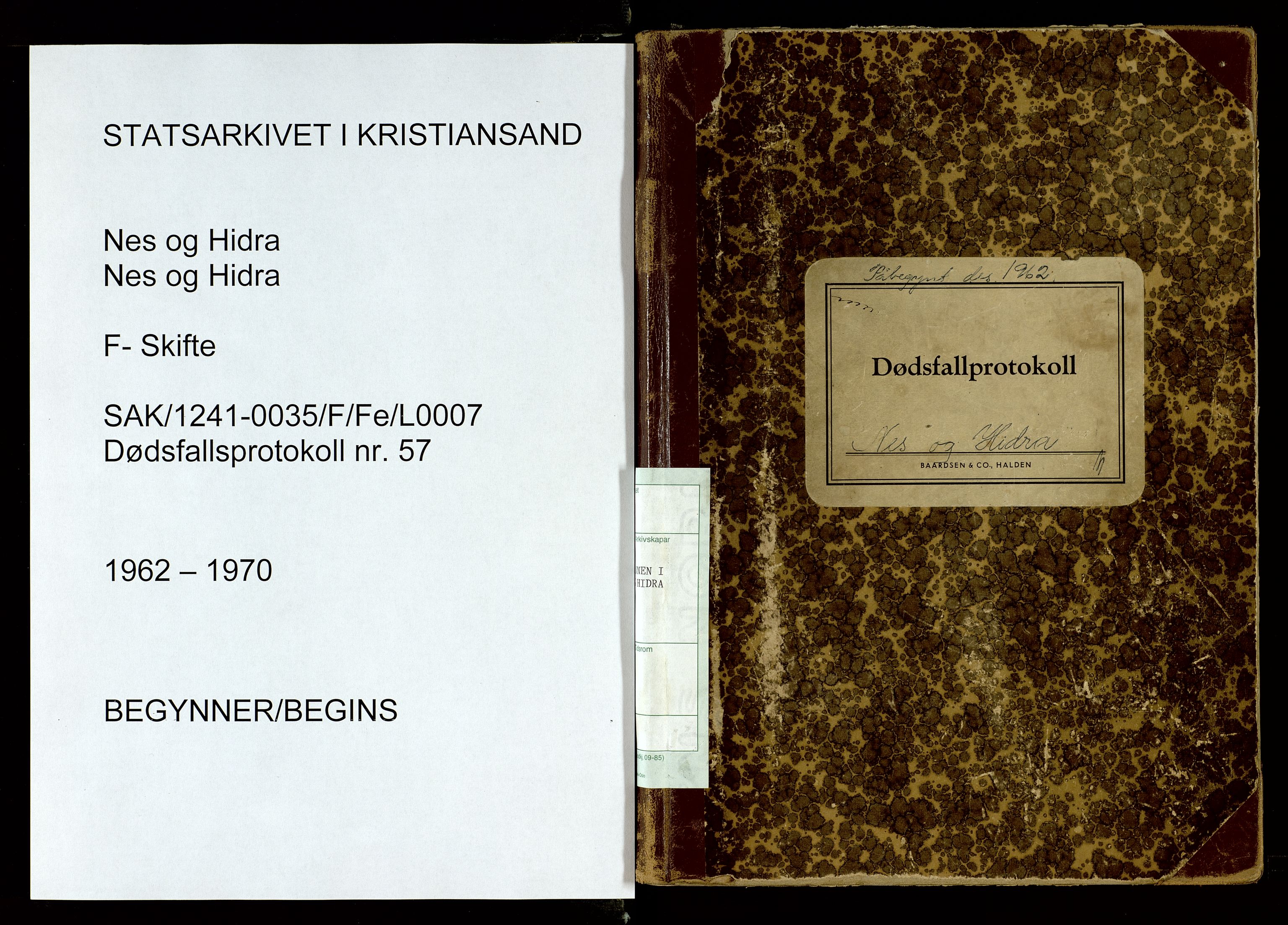 Nes og Hidra lensmannskontor, AV/SAK-1241-0035/F/Fe/L0007: Anmeldte dødsfall nr 57, 1962-1970