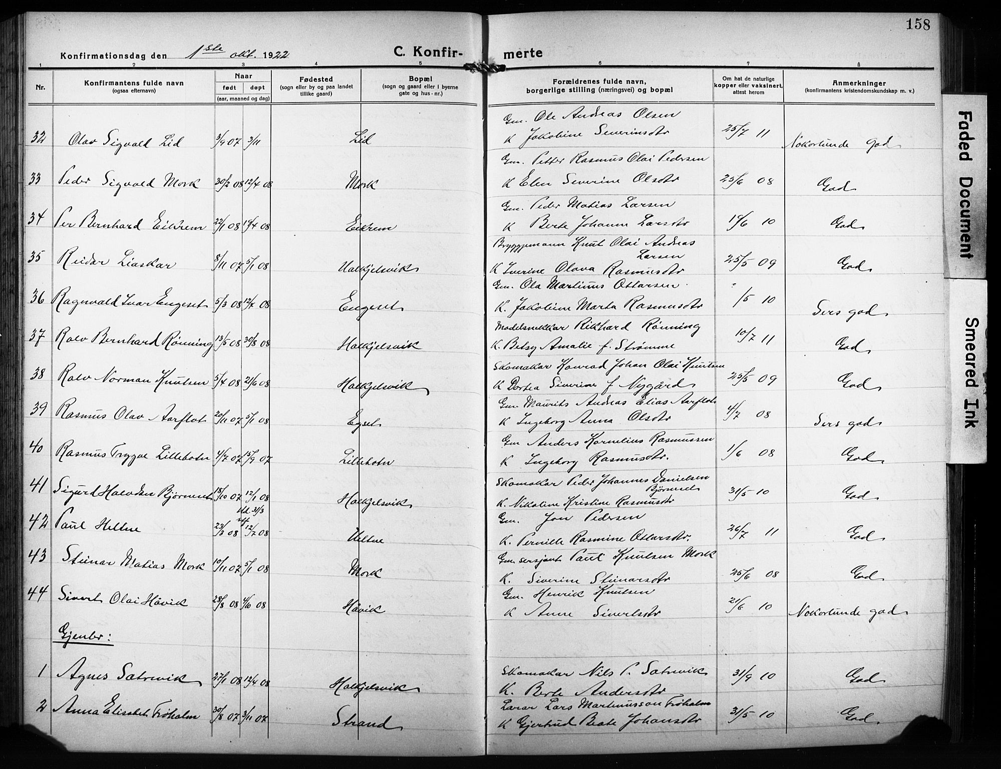 Ministerialprotokoller, klokkerbøker og fødselsregistre - Møre og Romsdal, AV/SAT-A-1454/511/L0160: Klokkerbok nr. 511C06, 1920-1932, s. 158