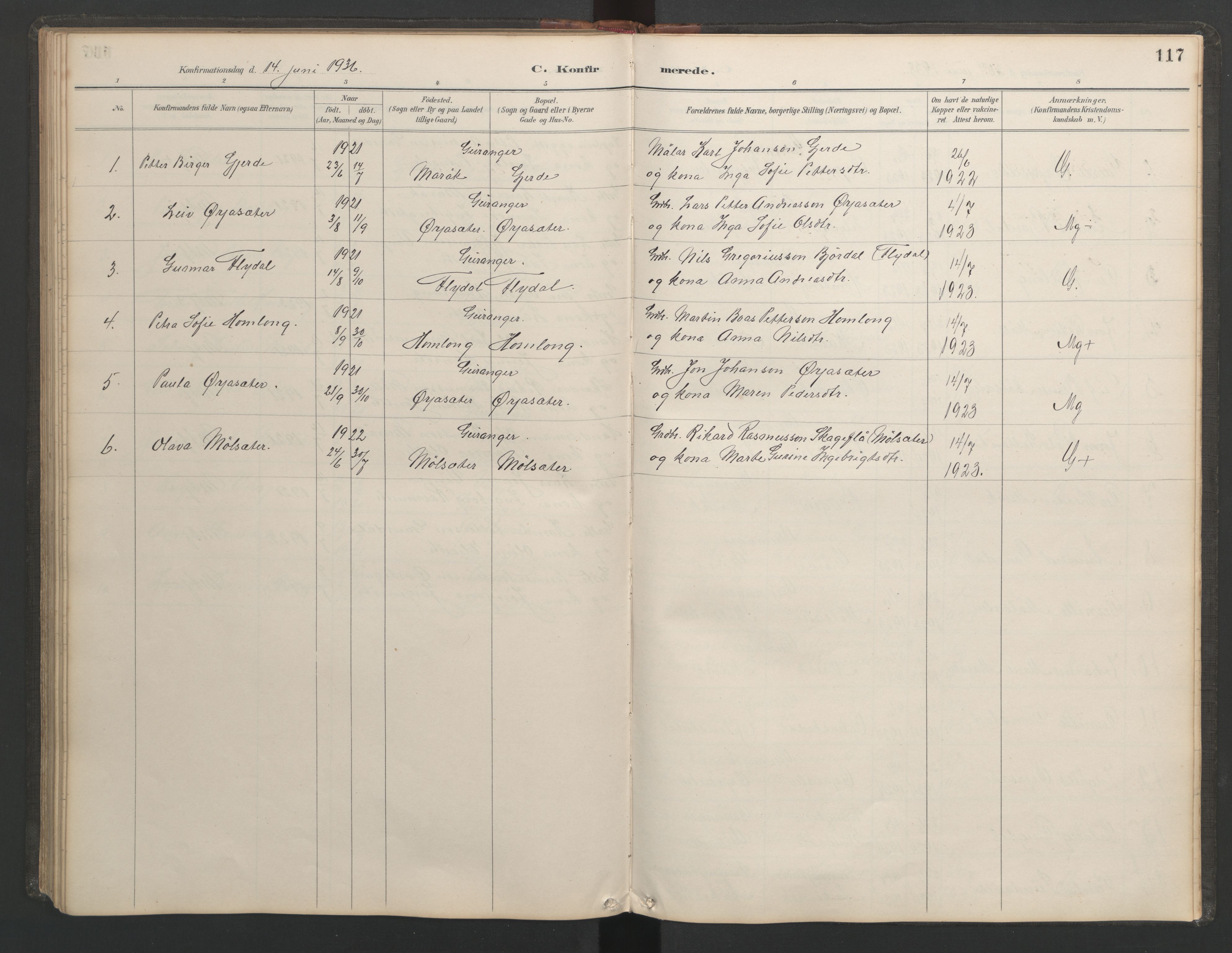 Ministerialprotokoller, klokkerbøker og fødselsregistre - Møre og Romsdal, SAT/A-1454/518/L0236: Klokkerbok nr. 518C03, 1889-1960, s. 117