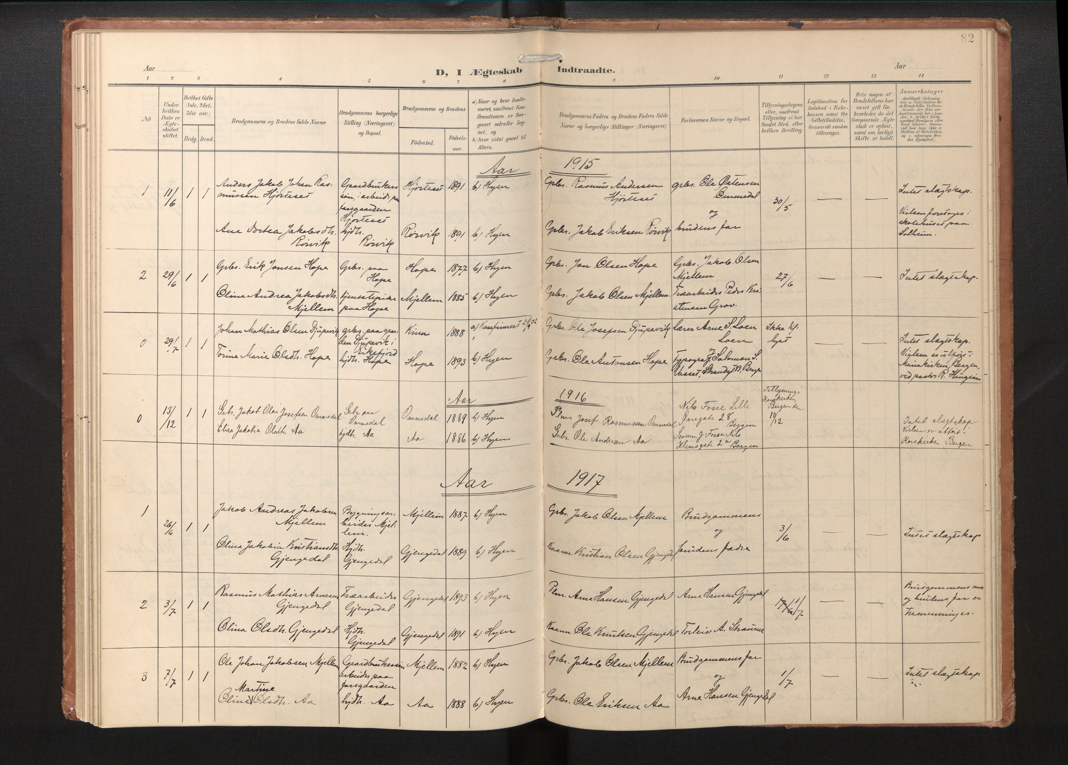 Gloppen sokneprestembete, AV/SAB-A-80101/H/Haa/Haae/L0002: Ministerialbok nr. E 2, 1904-1925, s. 81b-82a