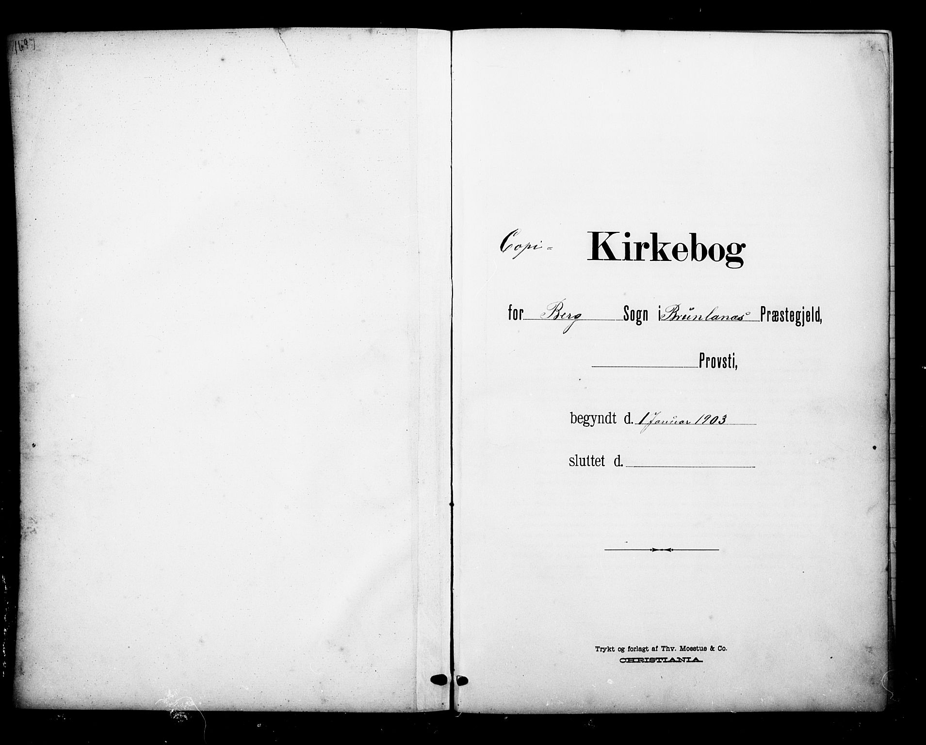 Brunlanes kirkebøker, AV/SAKO-A-342/G/Gb/L0003: Klokkerbok nr. II 3, 1903-1928