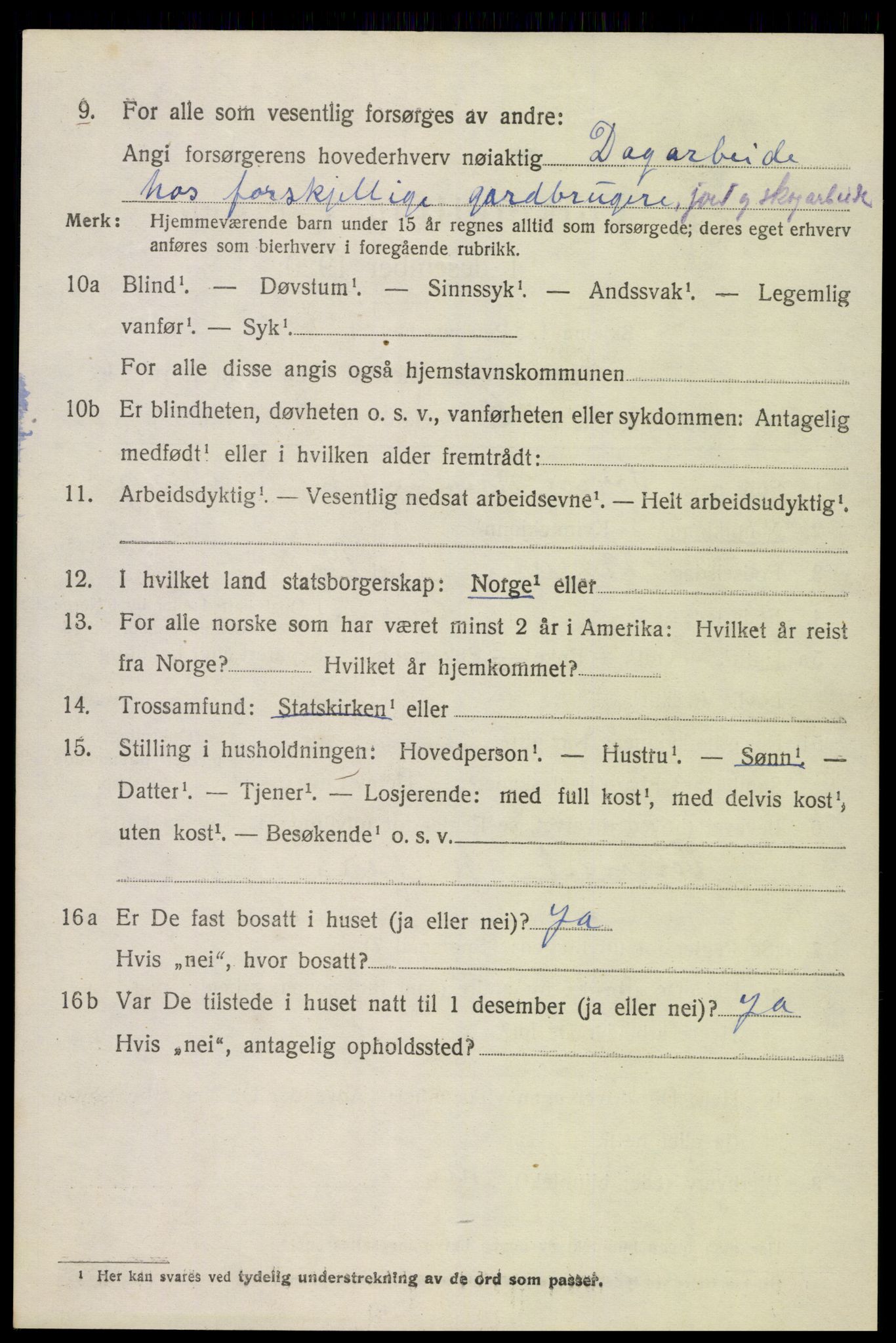 SAK, Folketelling 1920 for 0936 Hornnes herred, 1920, s. 1624