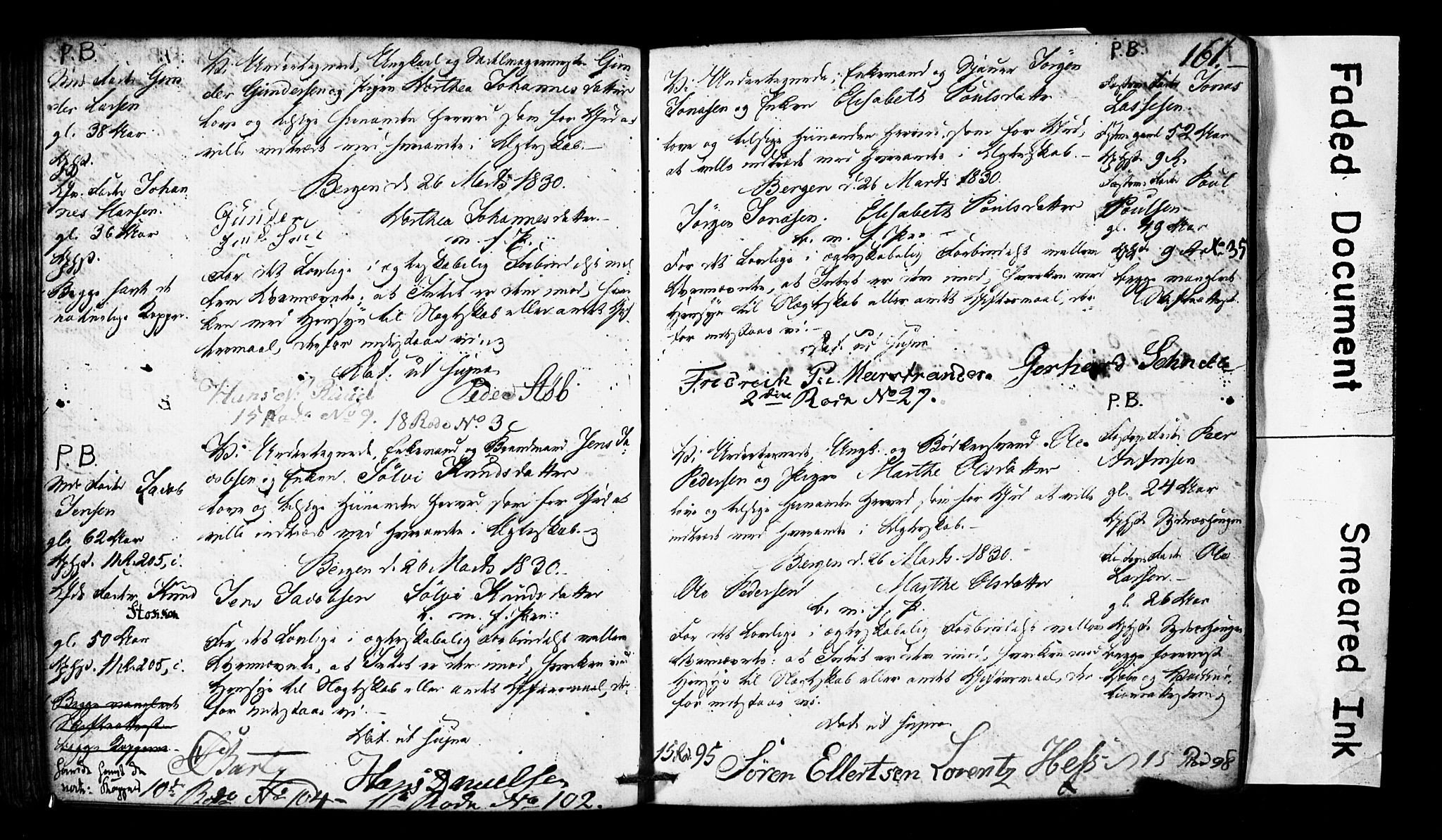Domkirken sokneprestembete, SAB/A-74801: Forlovererklæringer nr. II.5.2, 1820-1832, s. 161