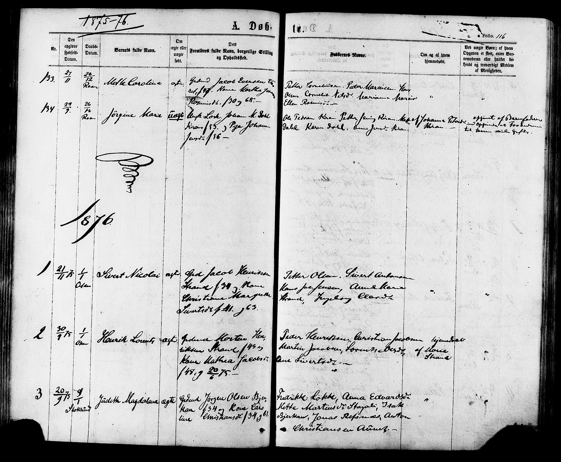 Ministerialprotokoller, klokkerbøker og fødselsregistre - Sør-Trøndelag, AV/SAT-A-1456/657/L0706: Ministerialbok nr. 657A07, 1867-1878, s. 116