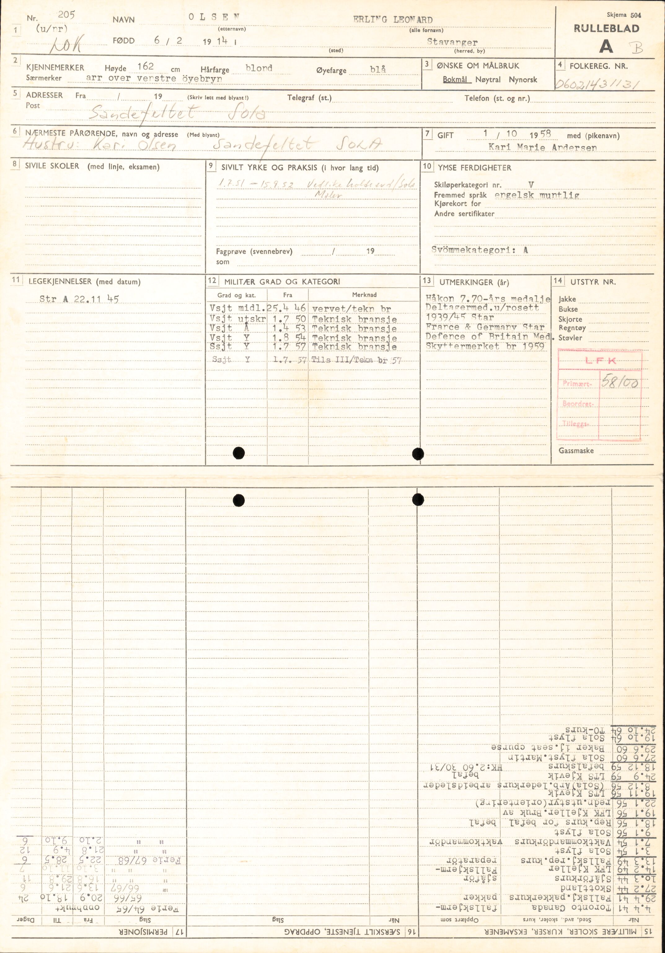 Forsvaret, Forsvarets overkommando/Luftforsvarsstaben, RA/RAFA-4079/P/Pa/L0037: Personellpapirer, 1914, s. 385