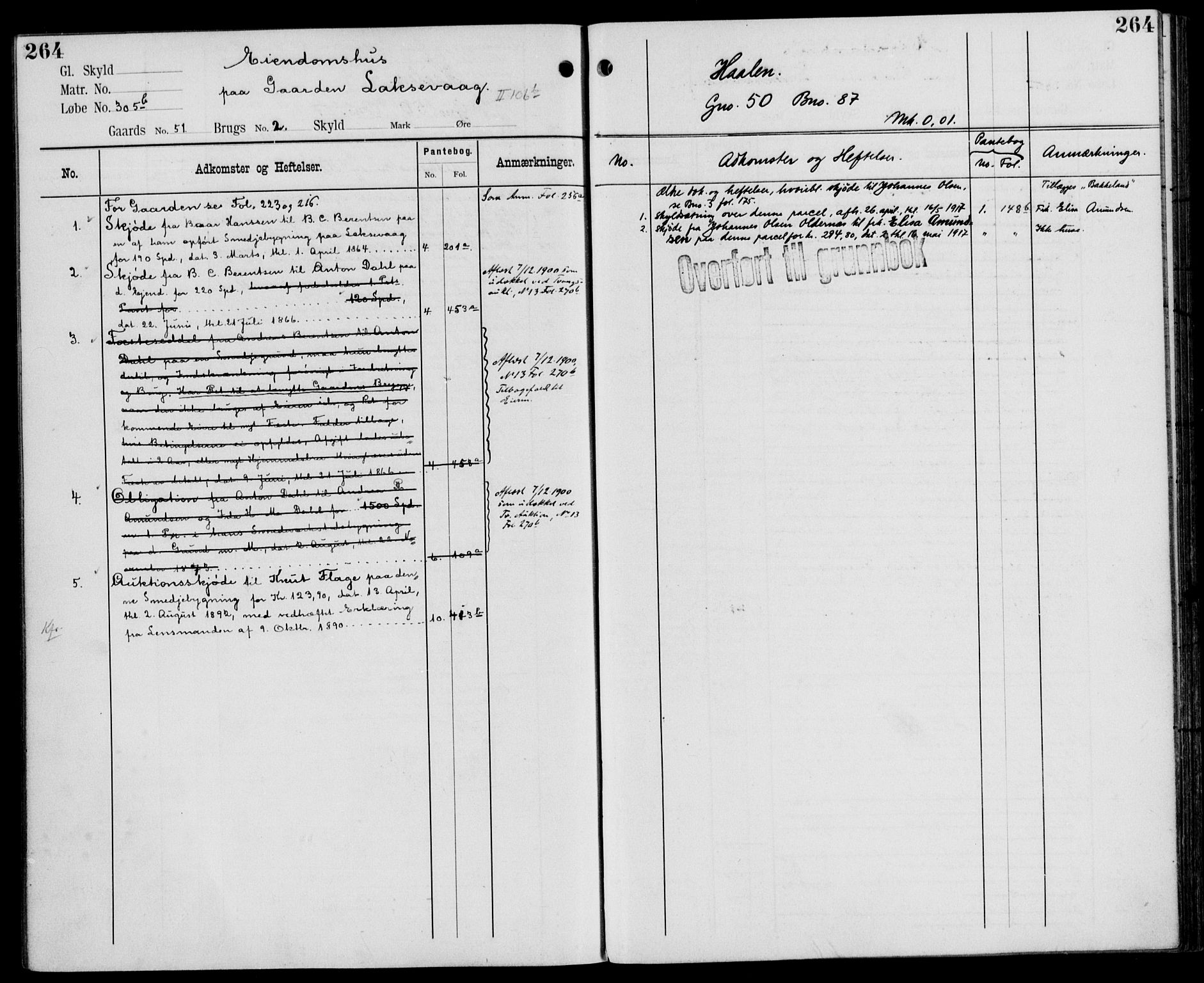 Midhordland sorenskriveri, AV/SAB-A-3001/1/G/Ga/Gab/L0110: Panteregister nr. II.A.b.110, s. 264