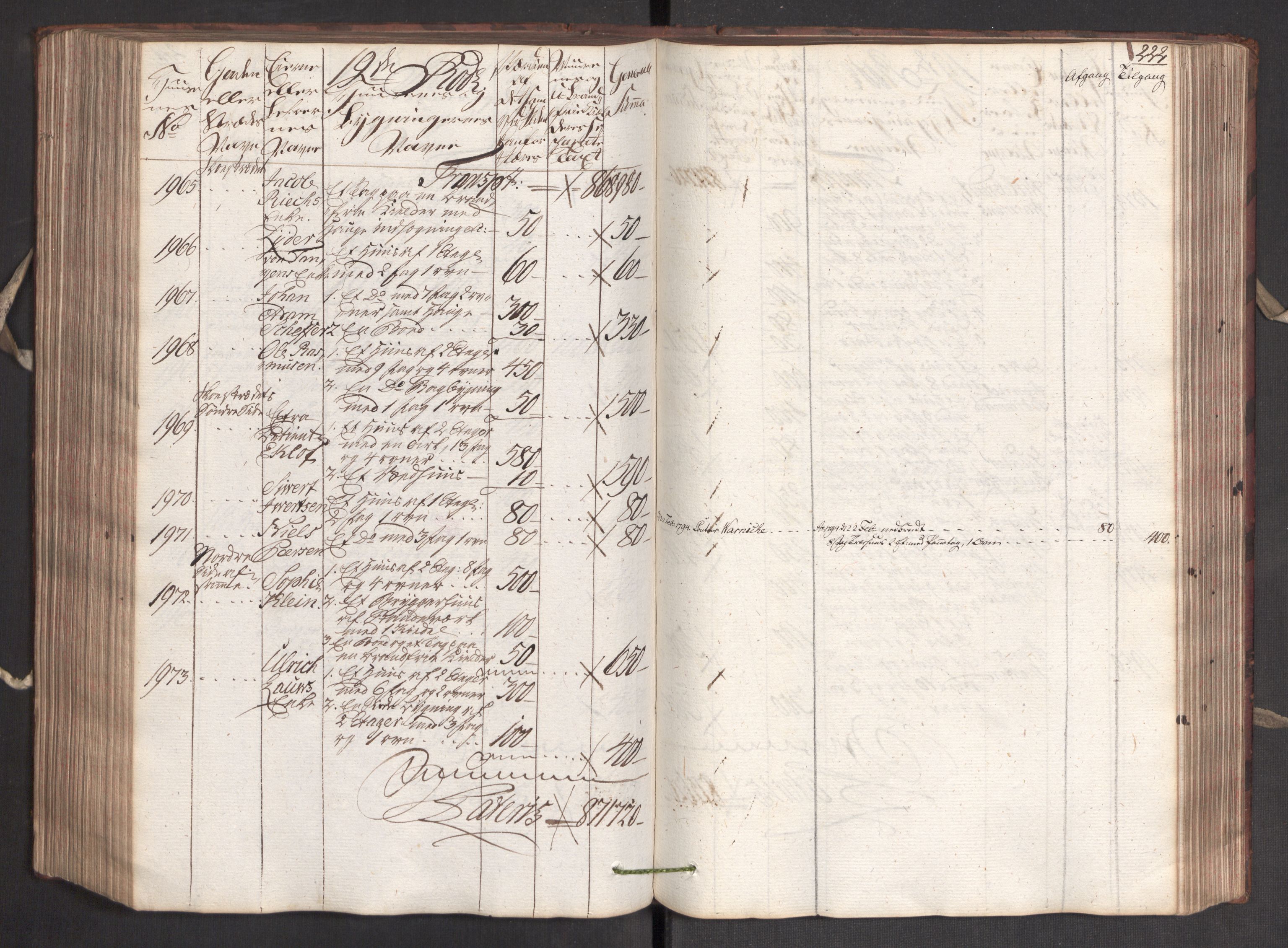 Kommersekollegiet, Brannforsikringskontoret 1767-1814, AV/RA-EA-5458/F/Fa/L0005/0001: Bergen / Branntakstprotokoll, 1787, s. 221b-222a
