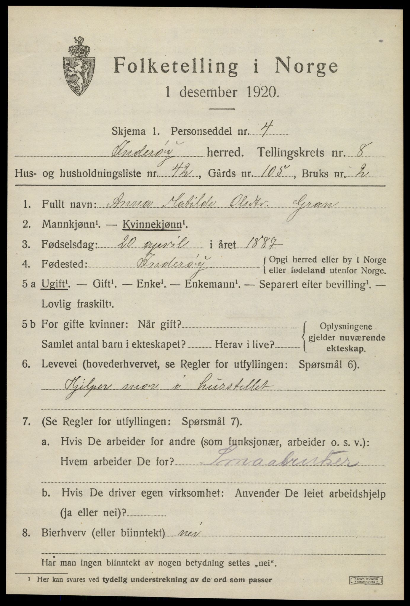SAT, Folketelling 1920 for 1729 Inderøy herred, 1920, s. 6009