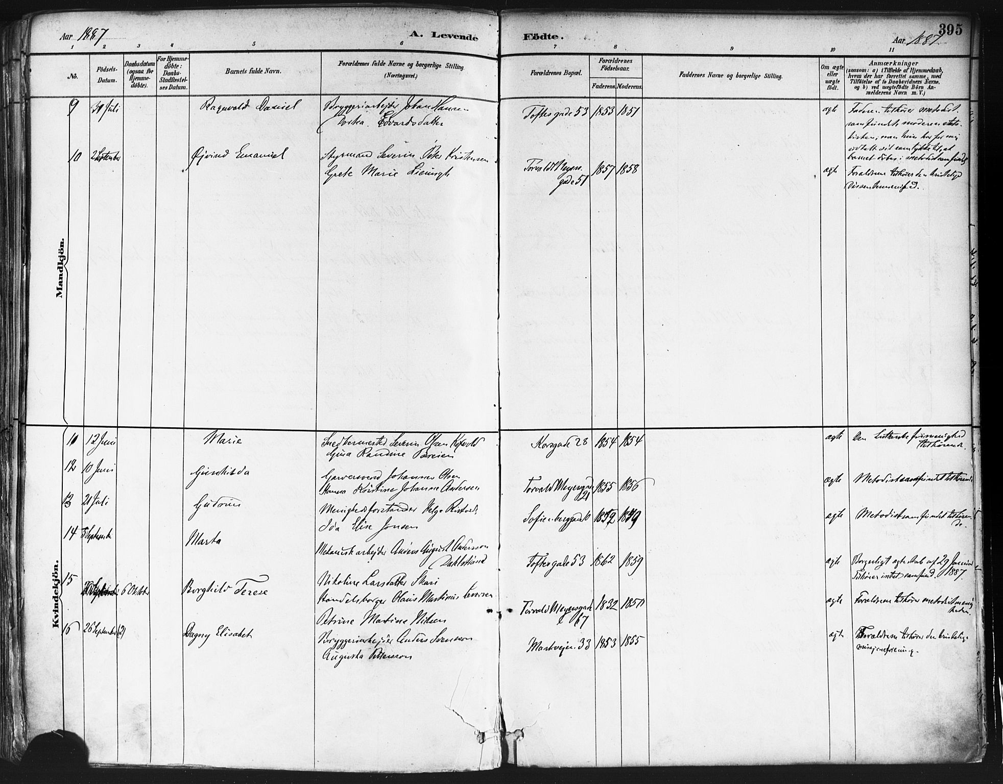 Paulus prestekontor Kirkebøker, AV/SAO-A-10871/F/Fa/L0013: Ministerialbok nr. 13, 1887-1894, s. 395