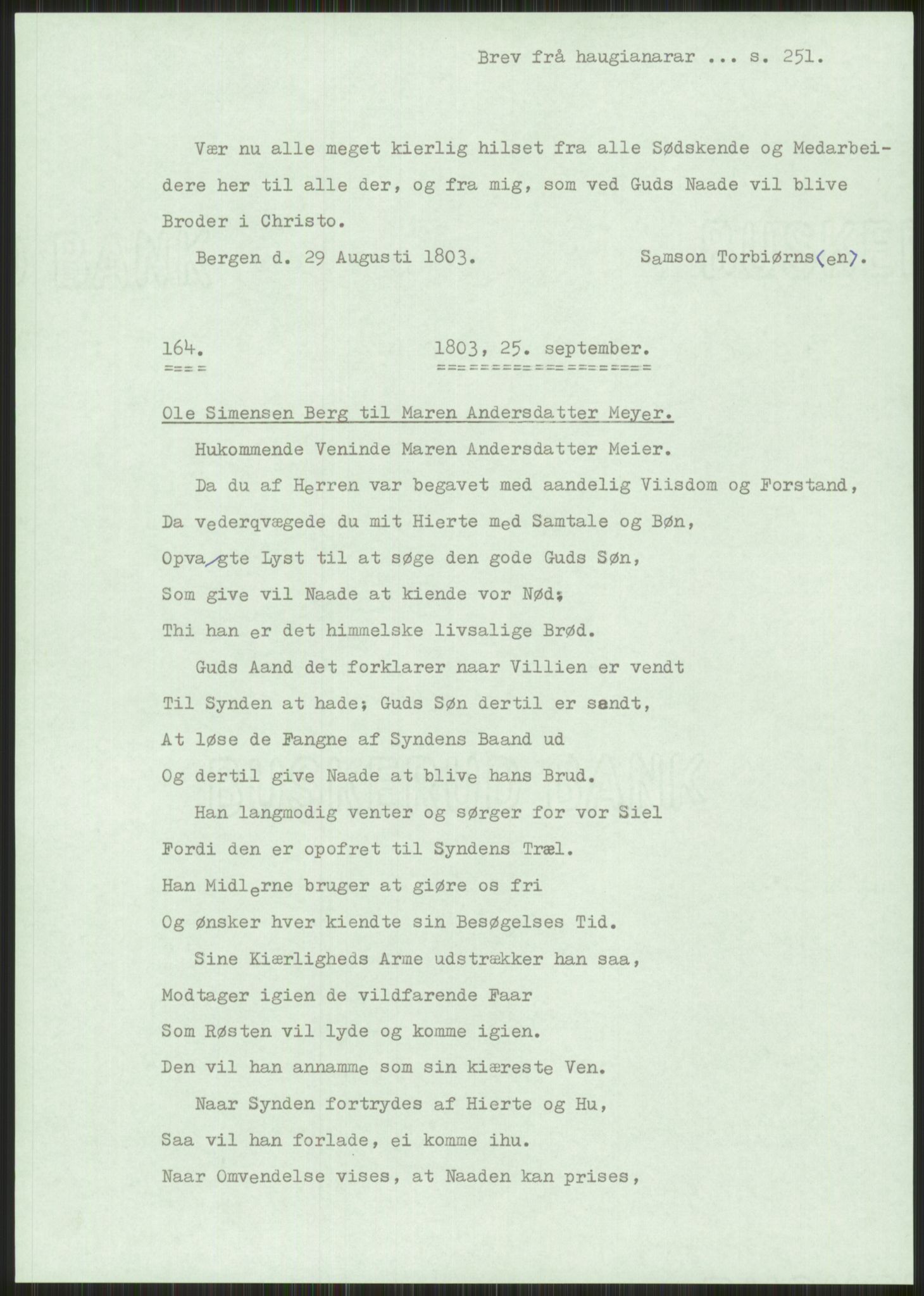 Samlinger til kildeutgivelse, Haugianerbrev, AV/RA-EA-6834/F/L0001: Haugianerbrev I: 1760-1804, 1760-1804, s. 251