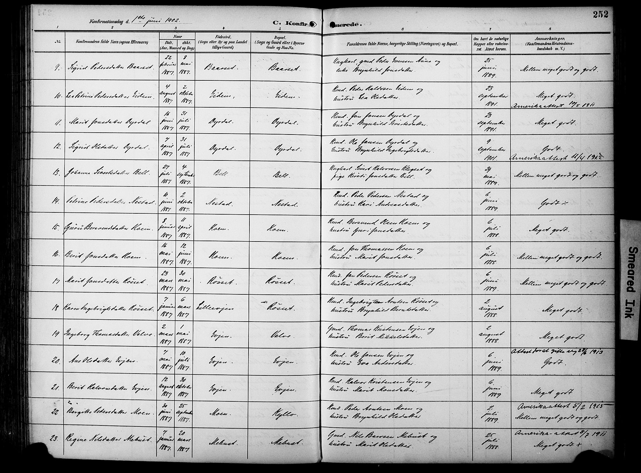 Ministerialprotokoller, klokkerbøker og fødselsregistre - Sør-Trøndelag, AV/SAT-A-1456/695/L1149: Ministerialbok nr. 695A09, 1891-1902, s. 252