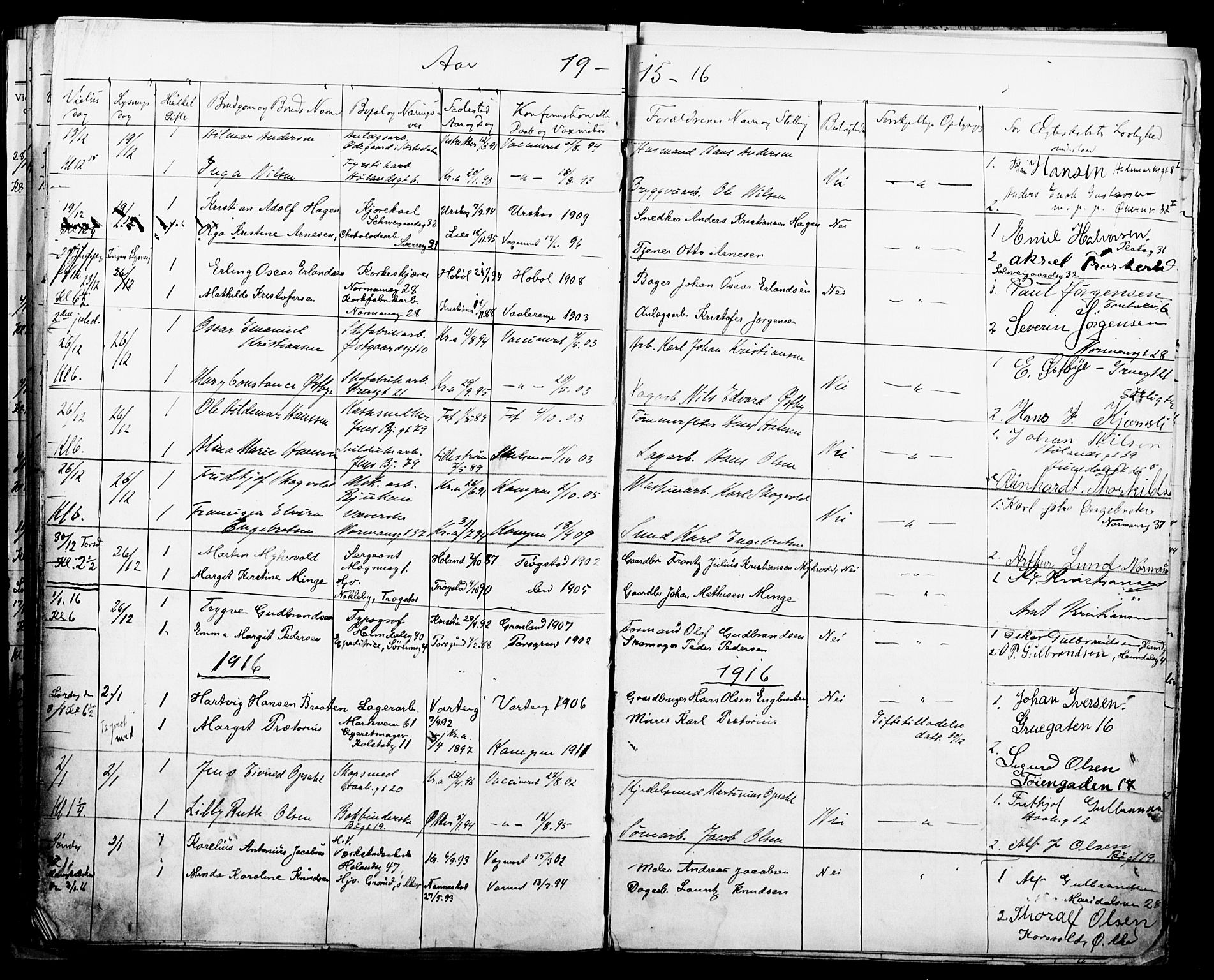 Kampen prestekontor Kirkebøker, AV/SAO-A-10853/H/Ha/L0003: Lysningsprotokoll nr. 3, 1907-1917