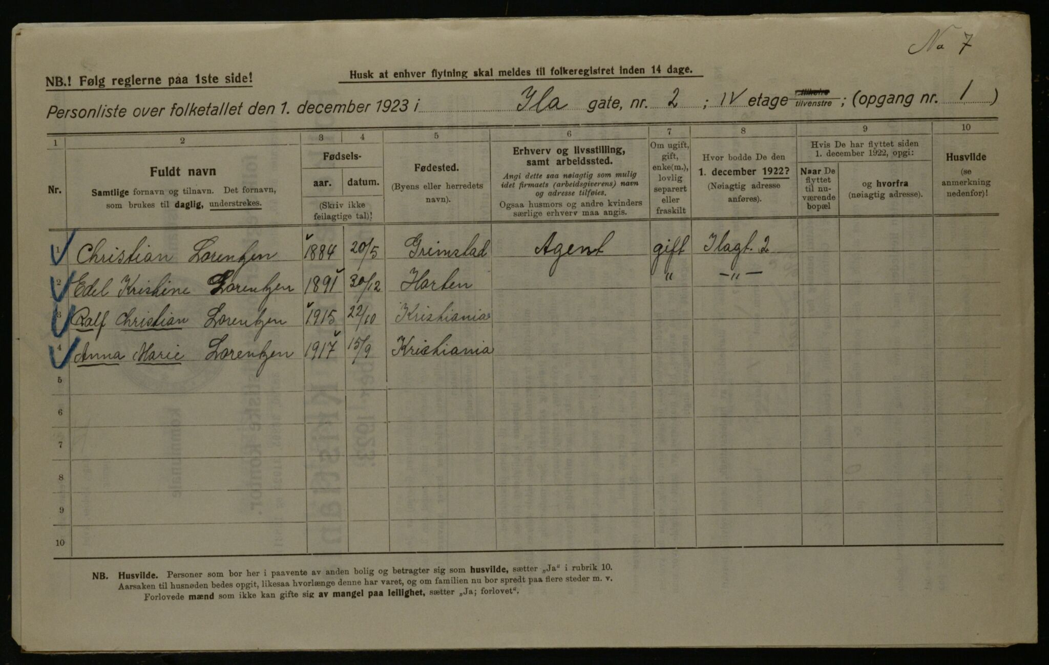 OBA, Kommunal folketelling 1.12.1923 for Kristiania, 1923, s. 48340