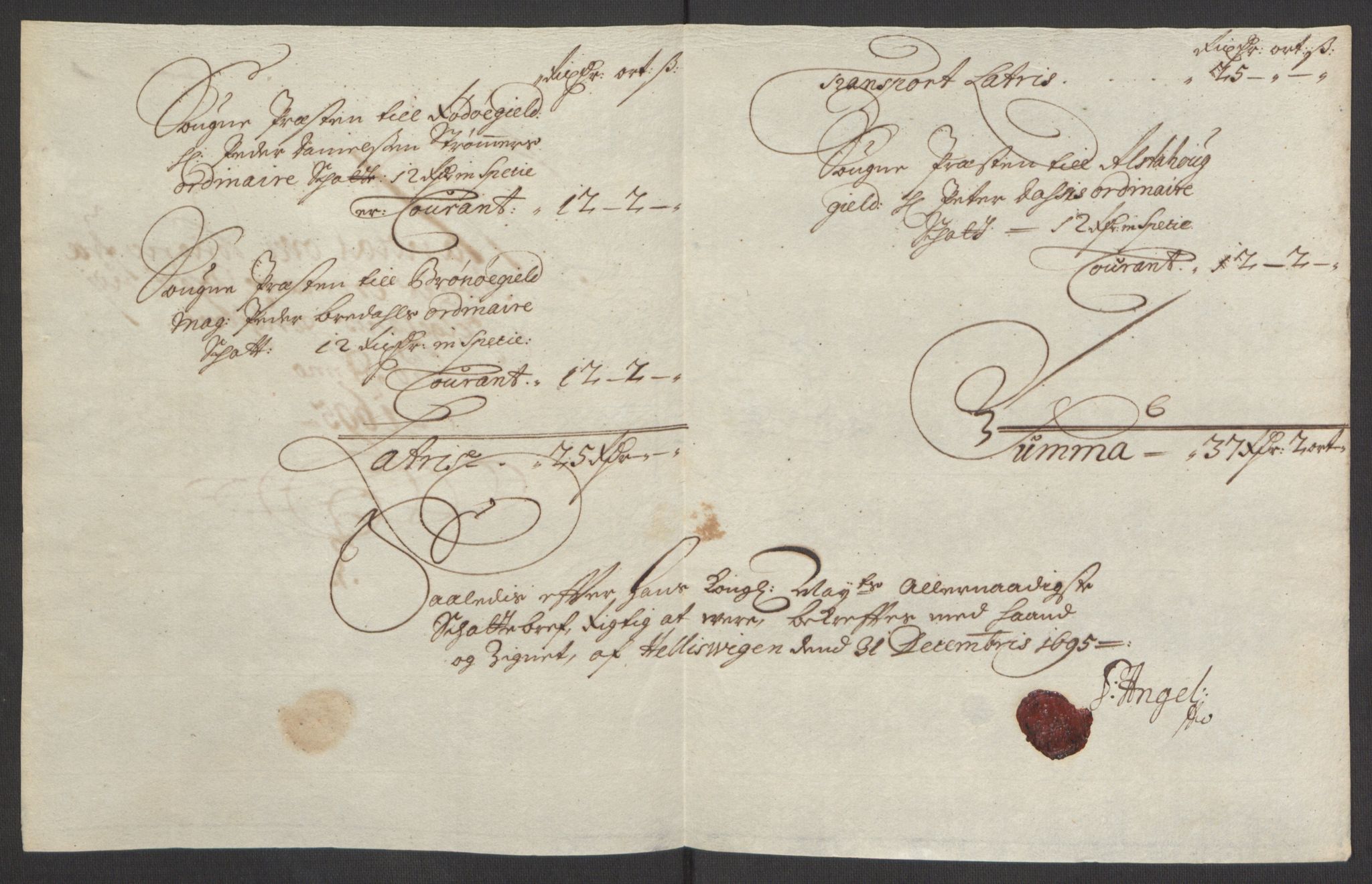 Rentekammeret inntil 1814, Reviderte regnskaper, Fogderegnskap, RA/EA-4092/R65/L4505: Fogderegnskap Helgeland, 1693-1696, s. 382