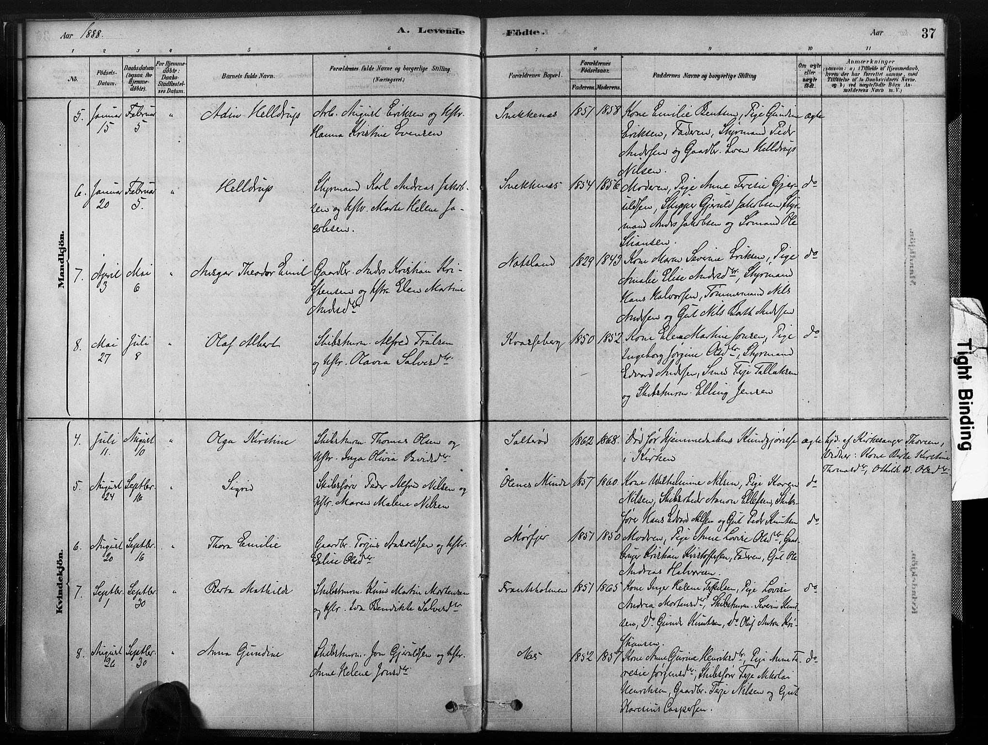 Austre Moland sokneprestkontor, AV/SAK-1111-0001/F/Fa/Fab/L0001: Ministerialbok nr. A 1, 1878-1898, s. 37