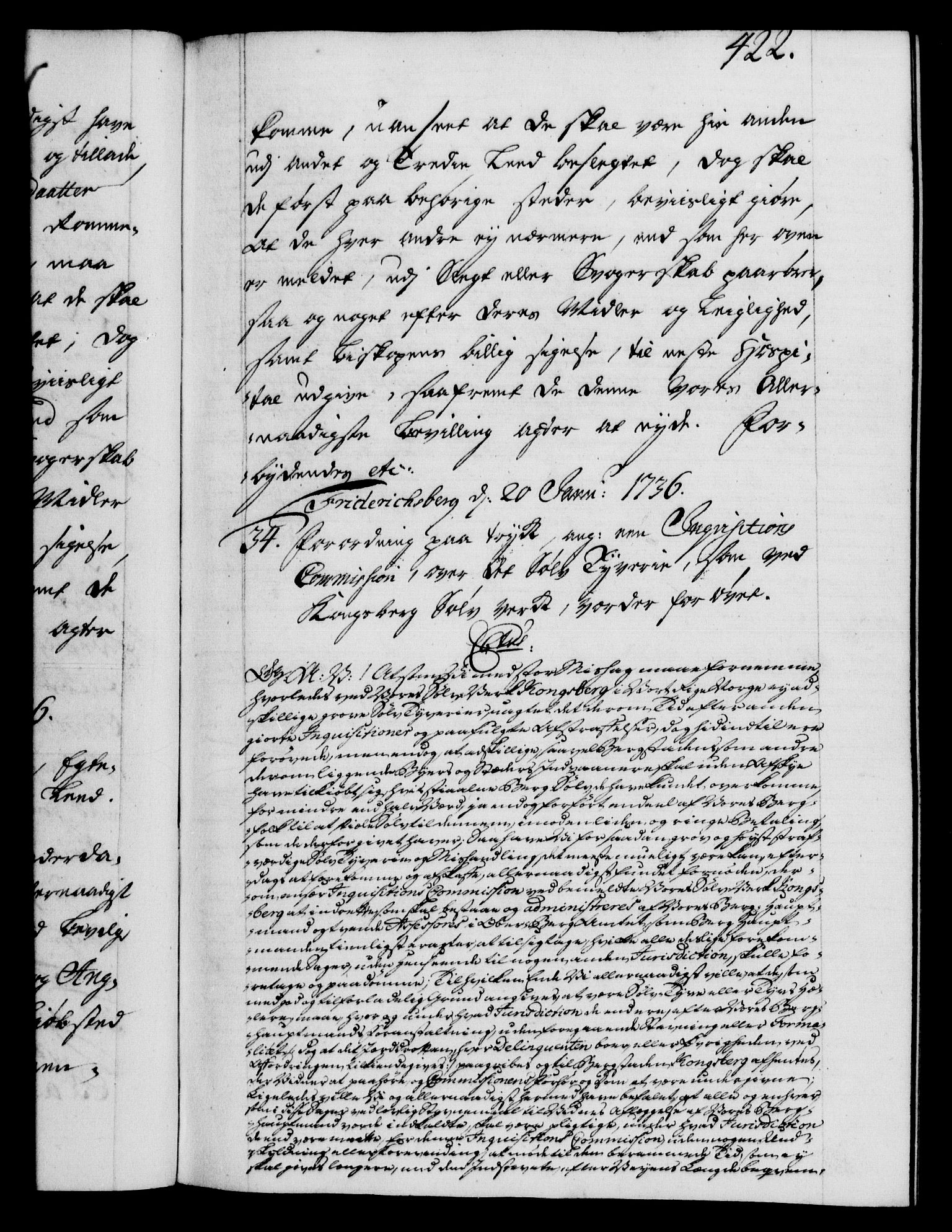 Danske Kanselli 1572-1799, AV/RA-EA-3023/F/Fc/Fca/Fcaa/L0029: Norske registre, 1735-1736, s. 422a
