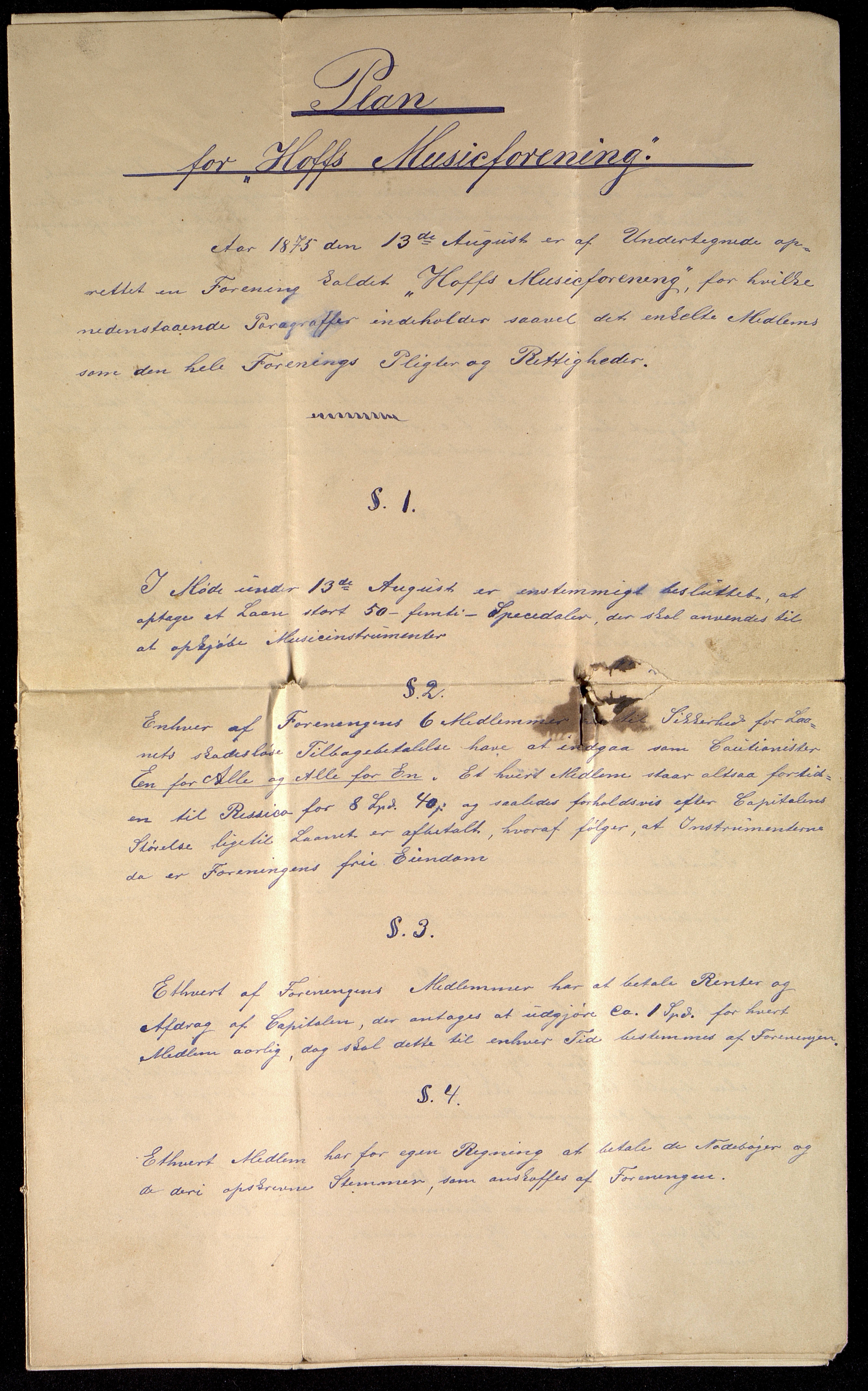 Pa 1026 -  Hof orkesterforening, VEMU/A-2195/A/Aa, 1875