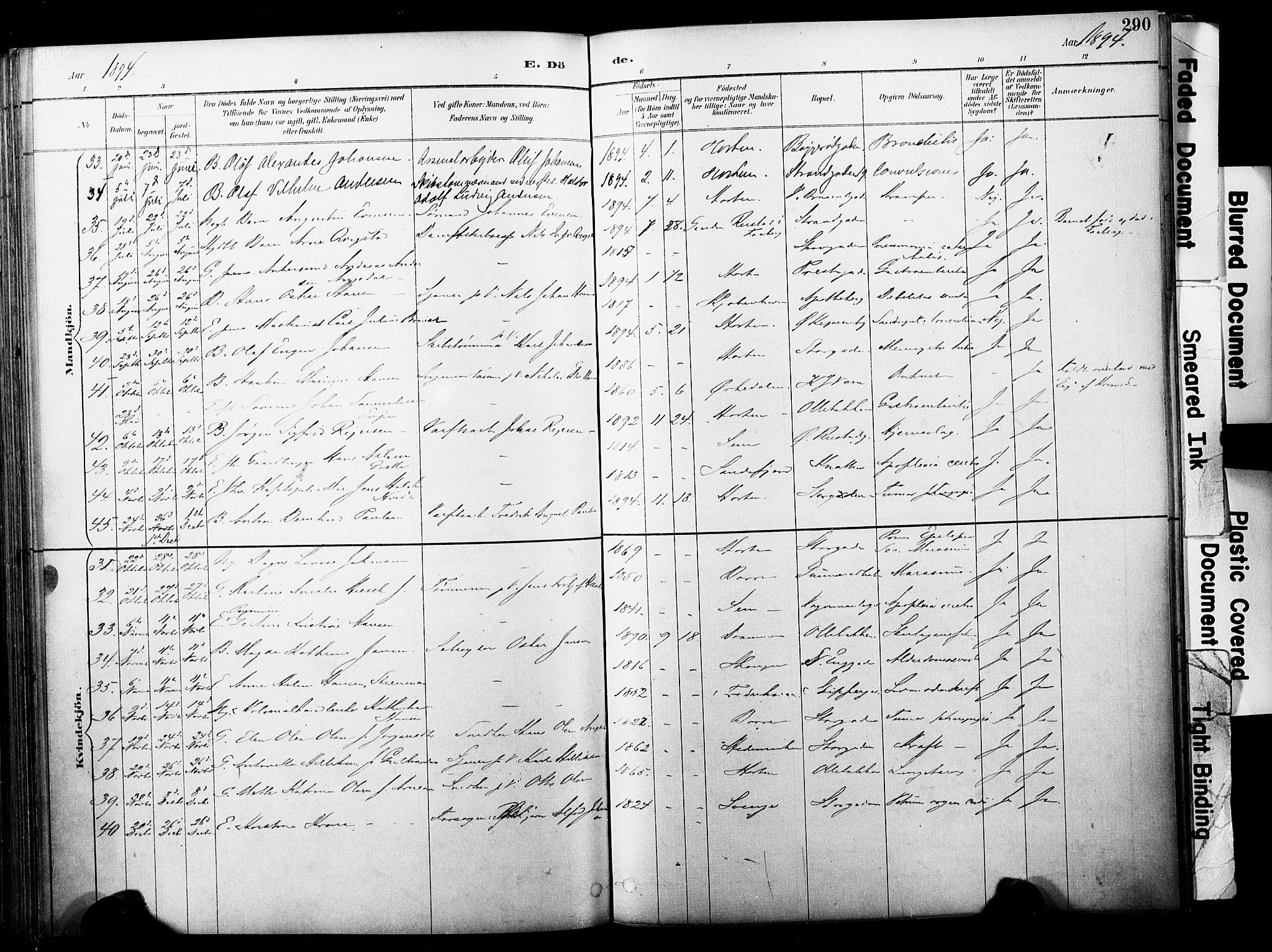 Horten kirkebøker, AV/SAKO-A-348/F/Fa/L0004: Ministerialbok nr. 4, 1888-1895, s. 290