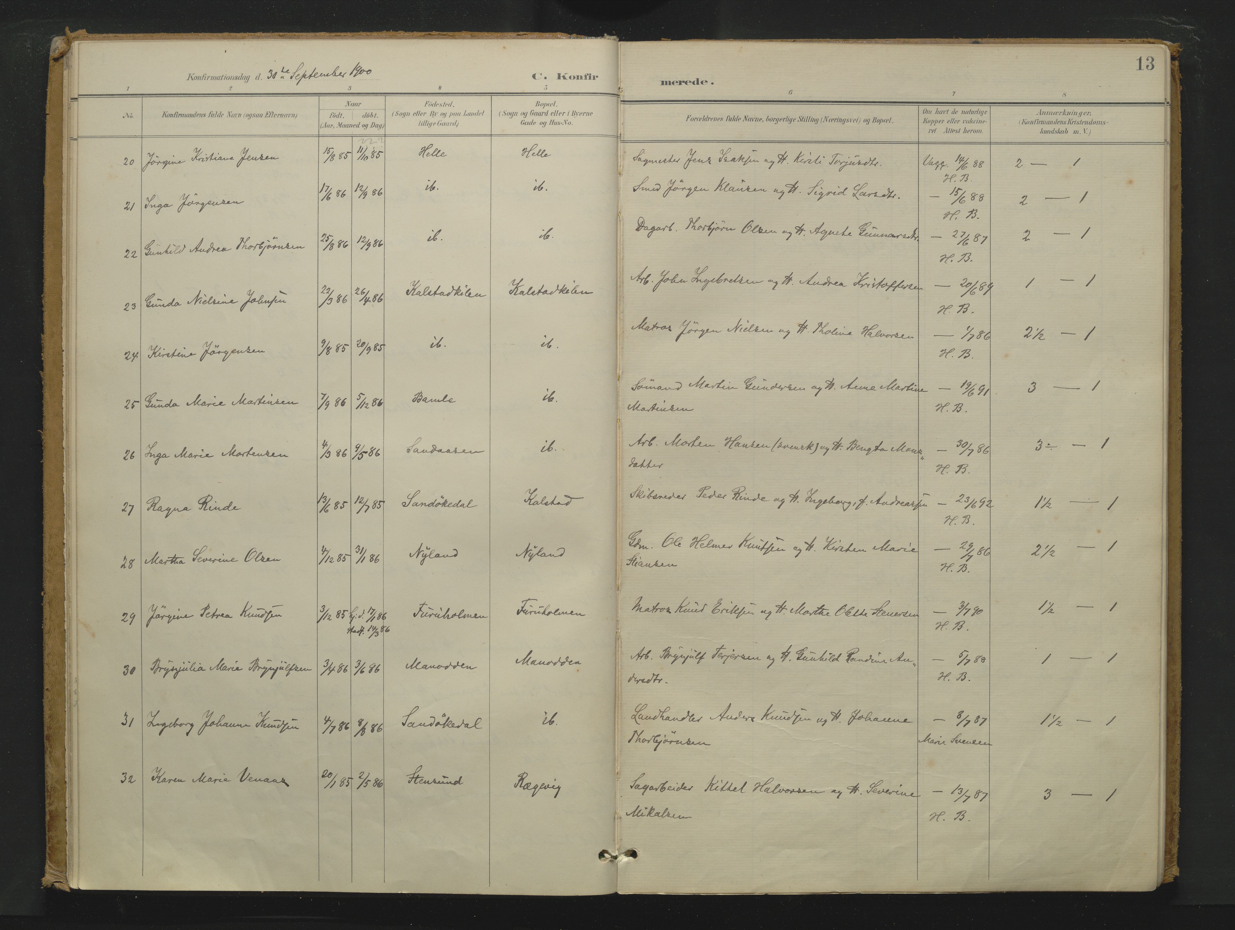 Skåtøy kirkebøker, AV/SAKO-A-304/F/Fa/L0007: Ministerialbok nr. I 7, 1898-1923, s. 13